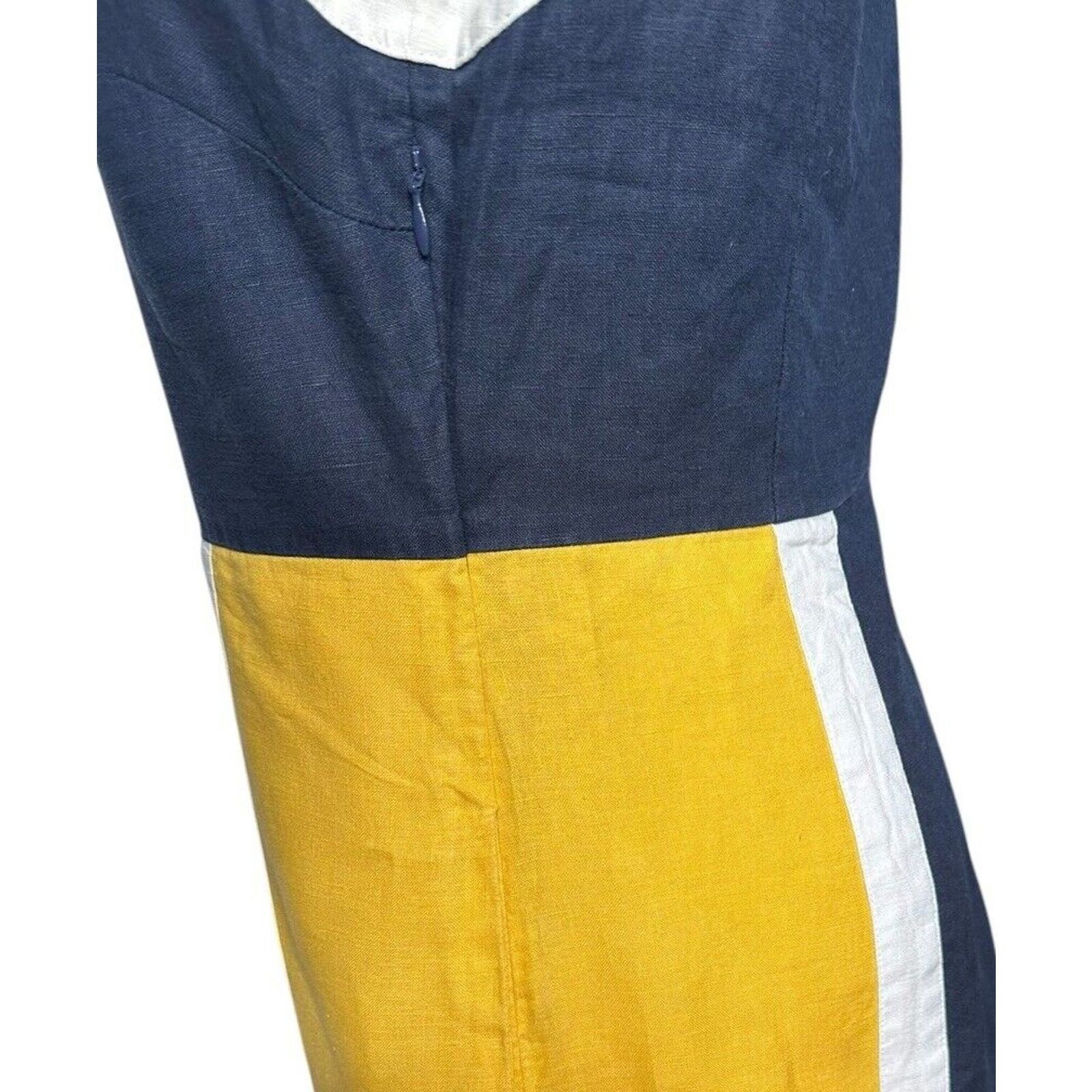 Boden Boden Blue Yellow Sleeveless Linen Summer Dress Pockets 2R Size XS / US 0-2 / IT 36-38 - 6 Thumbnail