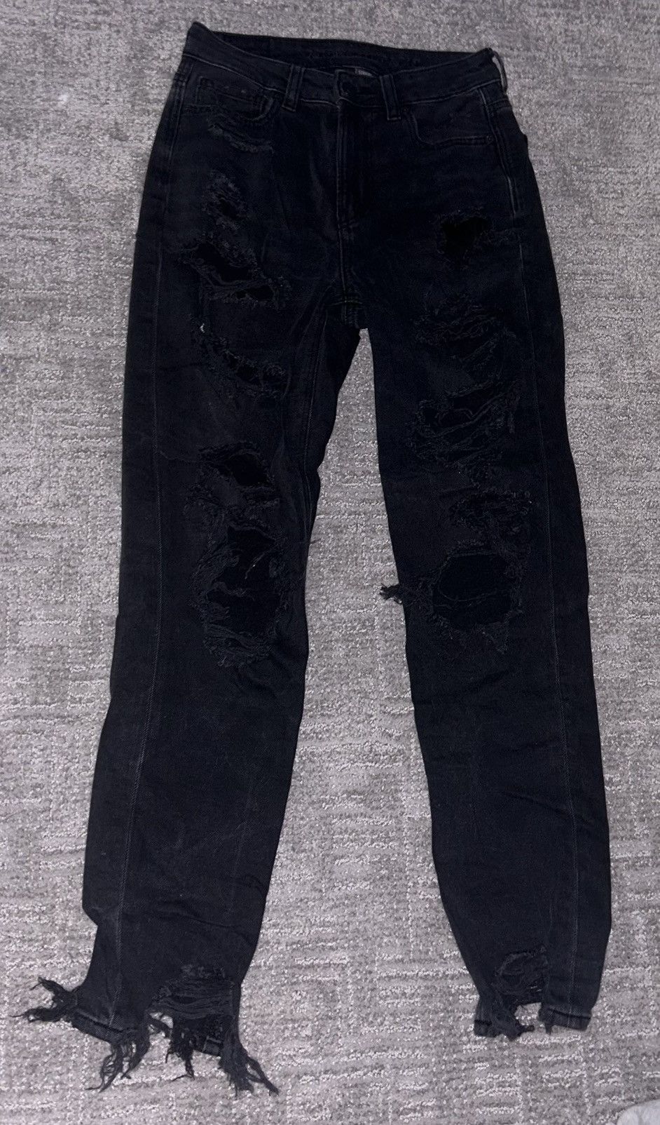 American Eagle Outfitters American Eagle black ripped straight jeans Size 24" / US 00 / IT 34 - 2 Thumbnail