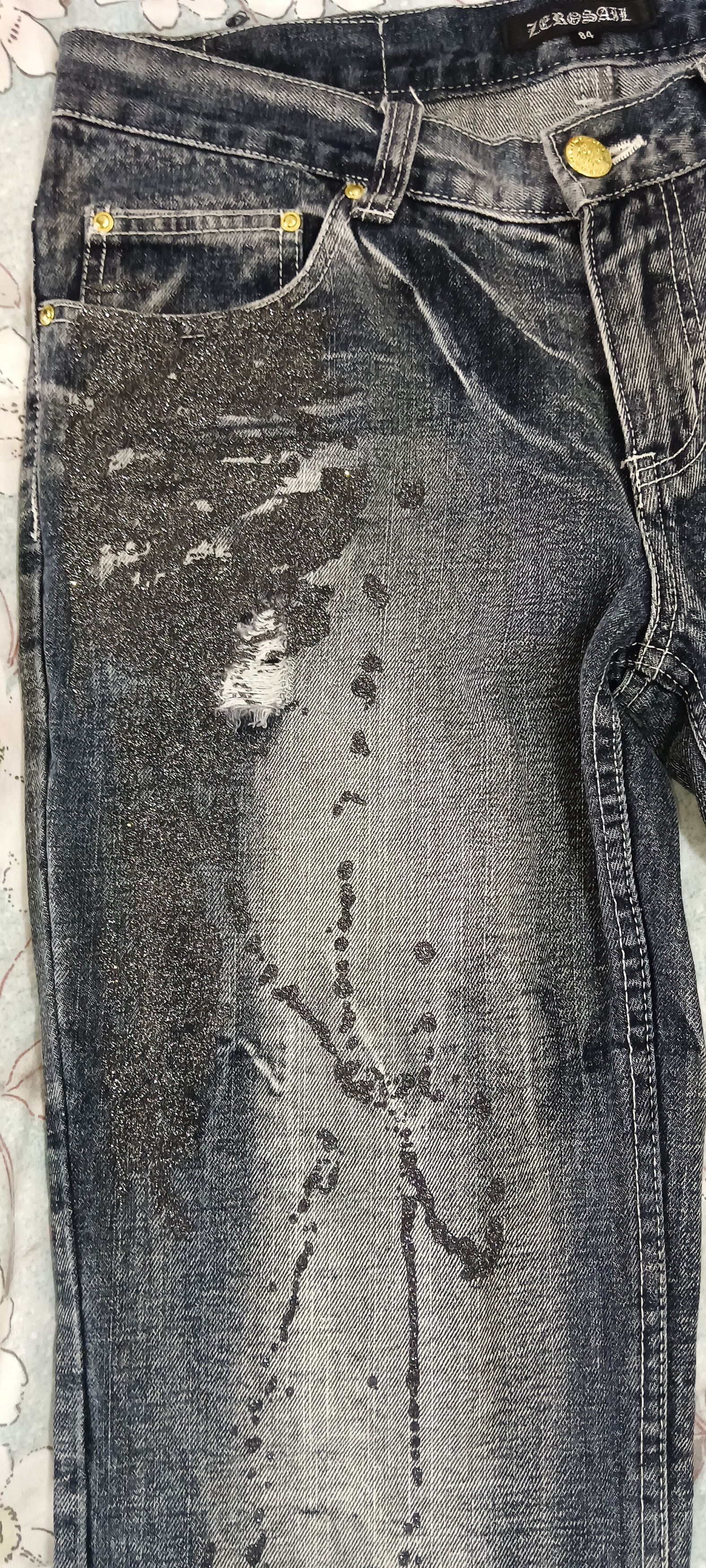LOWBOX Zerosail Lowbox Distressed Punk Flare Denim Size US 32 / EU 48 - 7 Thumbnail
