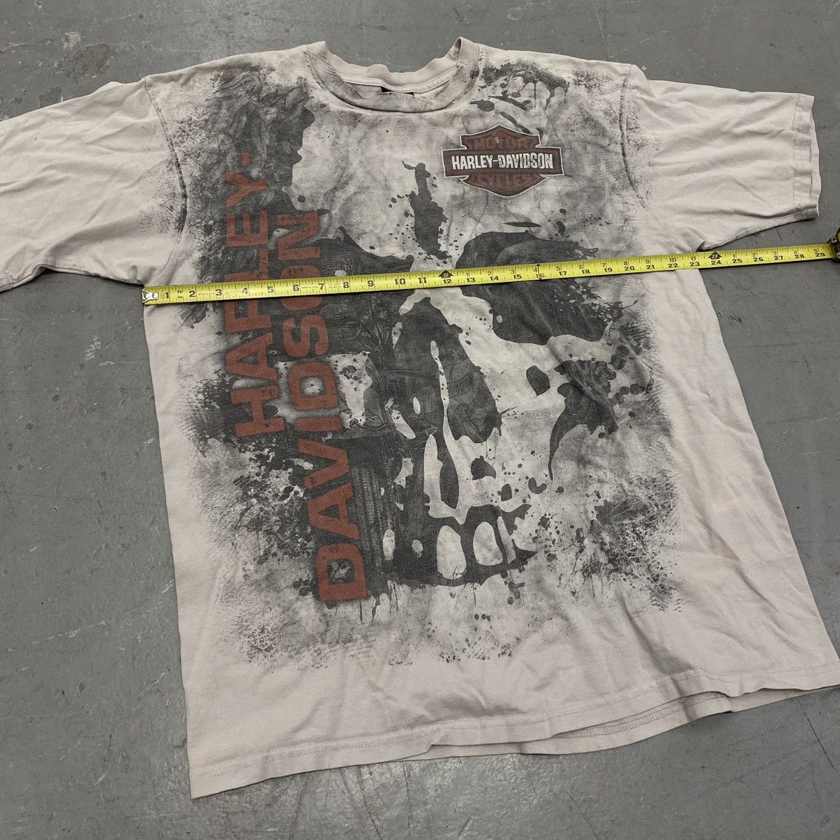 Harley Davidson × Japanese Brand × Vintage Vintage Y2K Harley Davidson Big Print Skull AOP Tee Grunge Size US XXL / EU 58 / 5 - 2 Thumbnail