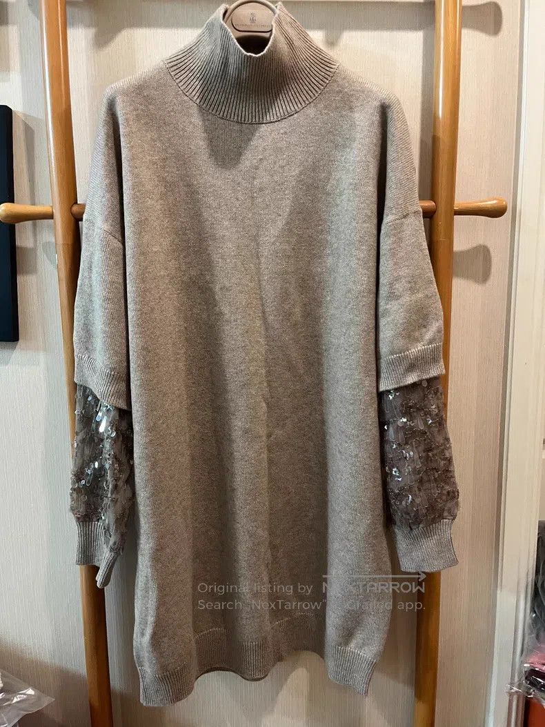 Brunello Cucinelli Brunello Cucinelli Cashmere Sequin Patchwork Dress Size M / US 6-8 / IT 42-44 - 2 Thumbnail
