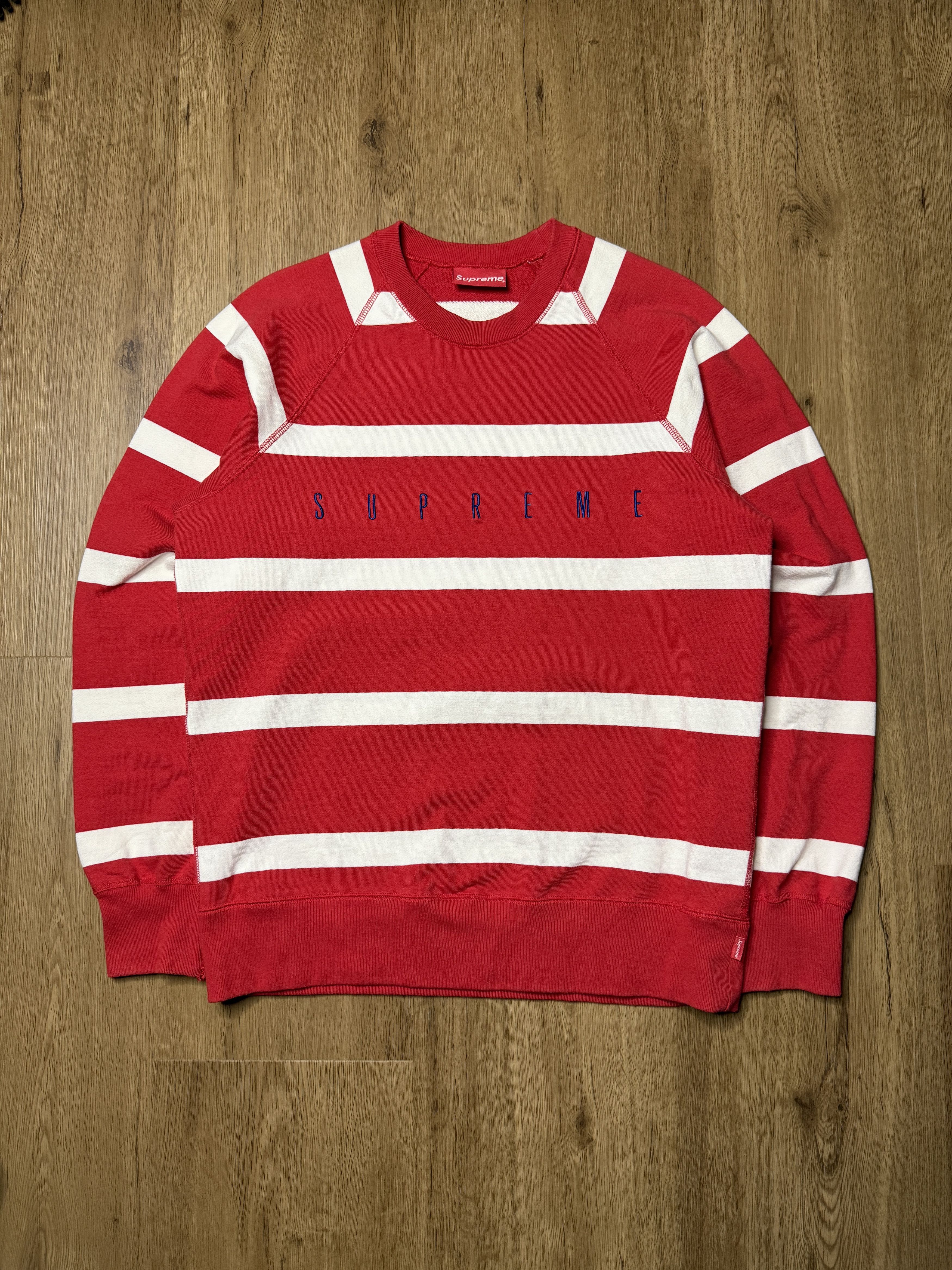 Supreme Supreme FW15 Striped Raglan Crewneck Red Size US M / EU 48-50 / 2 - 1 Thumbnail