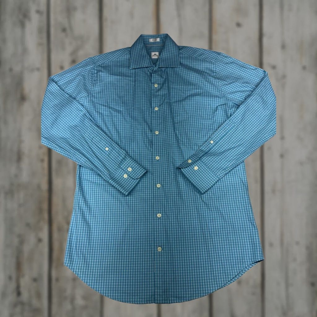 Peter Millar Peter Millar Button-Down Shirt Mens M Long Sleeve Blue Plaid Check Cotton Dress Shirt Size US M / EU 48-50 / 2 - 1 Thumbnail