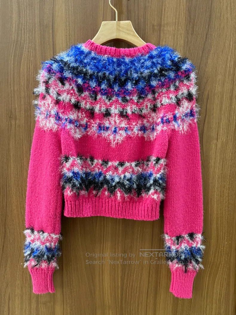 Chanel Chanel 21K autumn and winter pink bright line knitted swea Size XS / US 0-2 / IT 36-38 - 2 Thumbnail