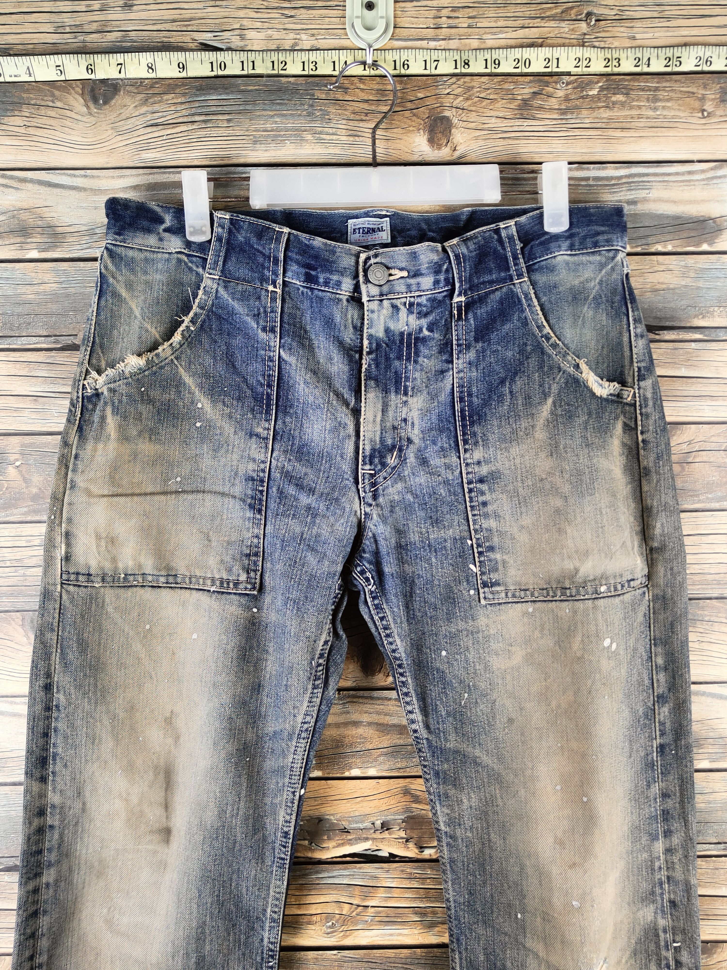 Eternal DL Eternal Blue Distressed Ripped Jeans #46-964 Size US 34 / EU 50 - 2 Thumbnail