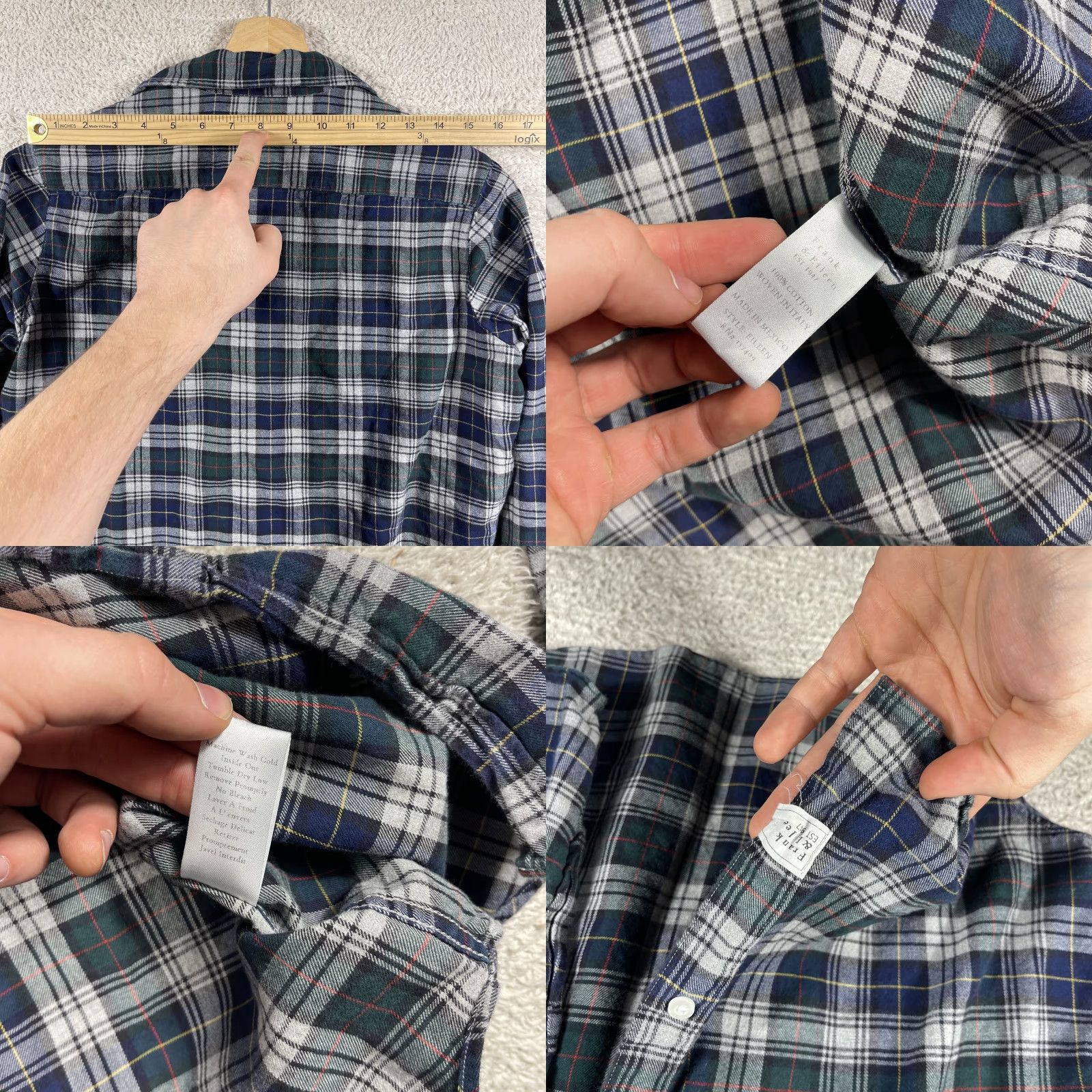 Frank & Eileen Frank & Eileen Shirt Women's XXS Plaid Green Blue Button-Up Cotton Italy Flannel Size XXS / US 00 / IT 34 - 8 Thumbnail