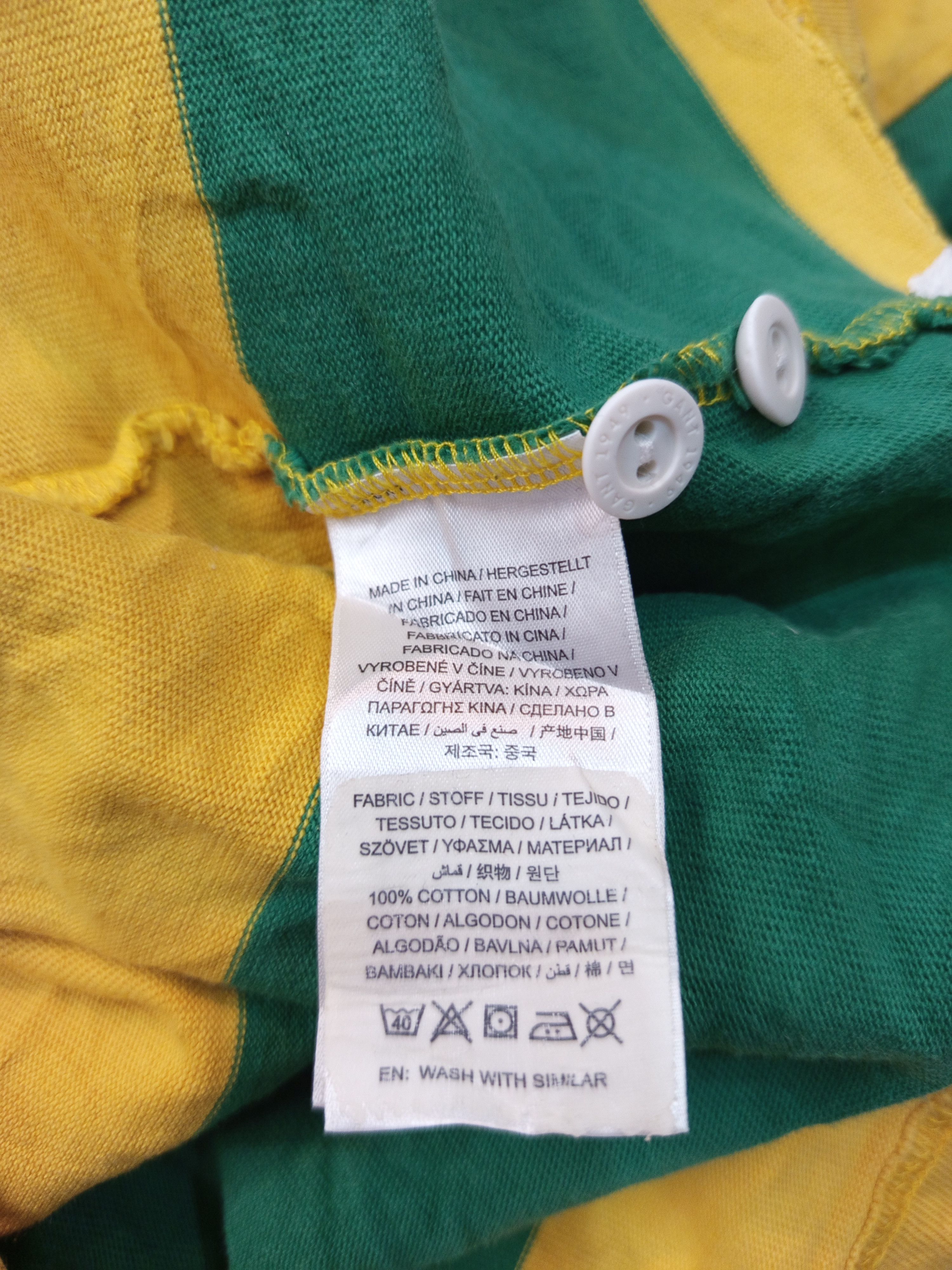 Gant 1990s GANT Hugger Rugby Shirt Green/Yellow Size US M / EU 48-50 / 2 - 11 Thumbnail