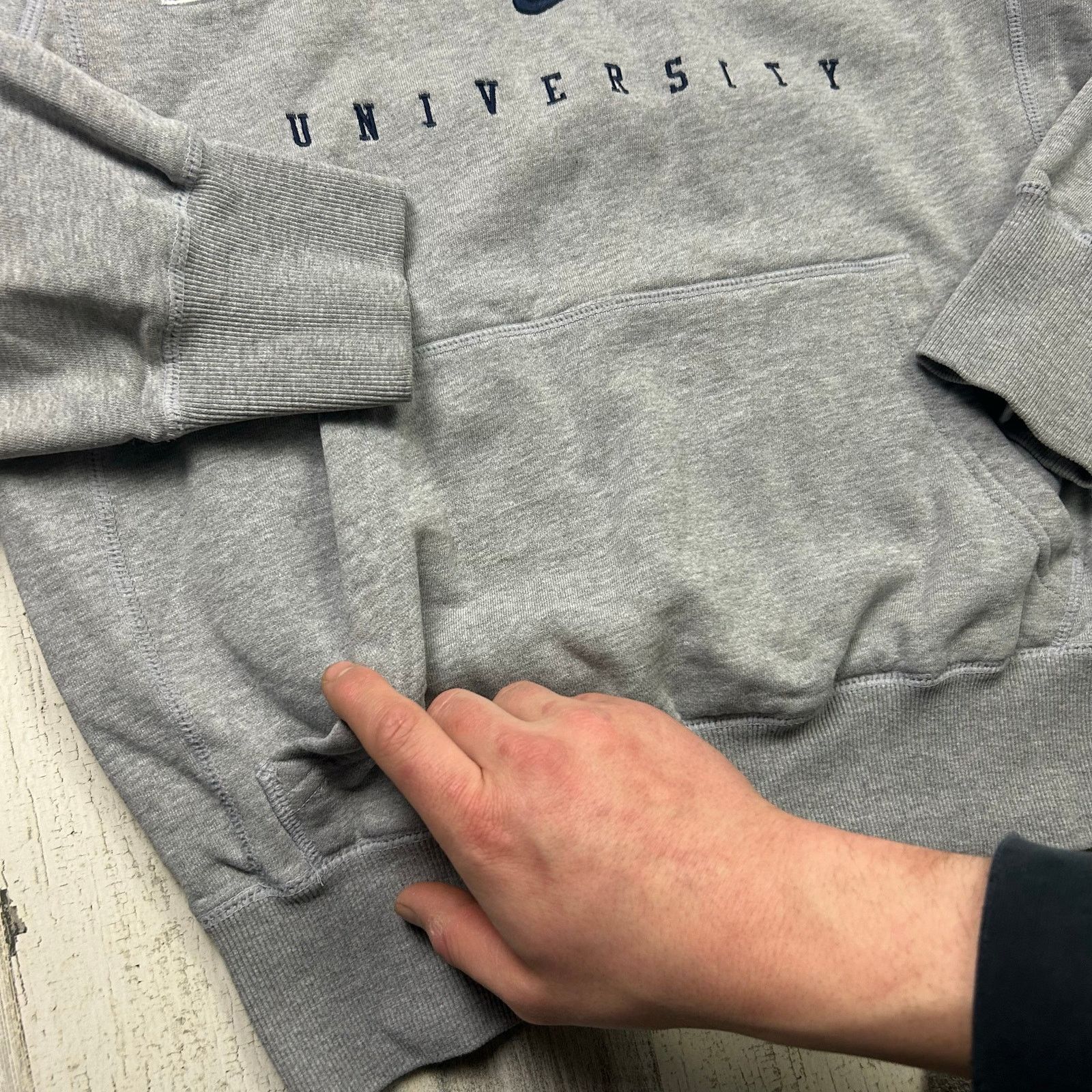 Nike × Vintage Vintage Nike Center Logo Spring Arbor University Hoodie Size US S / EU 44-46 / 1 - 4 Thumbnail