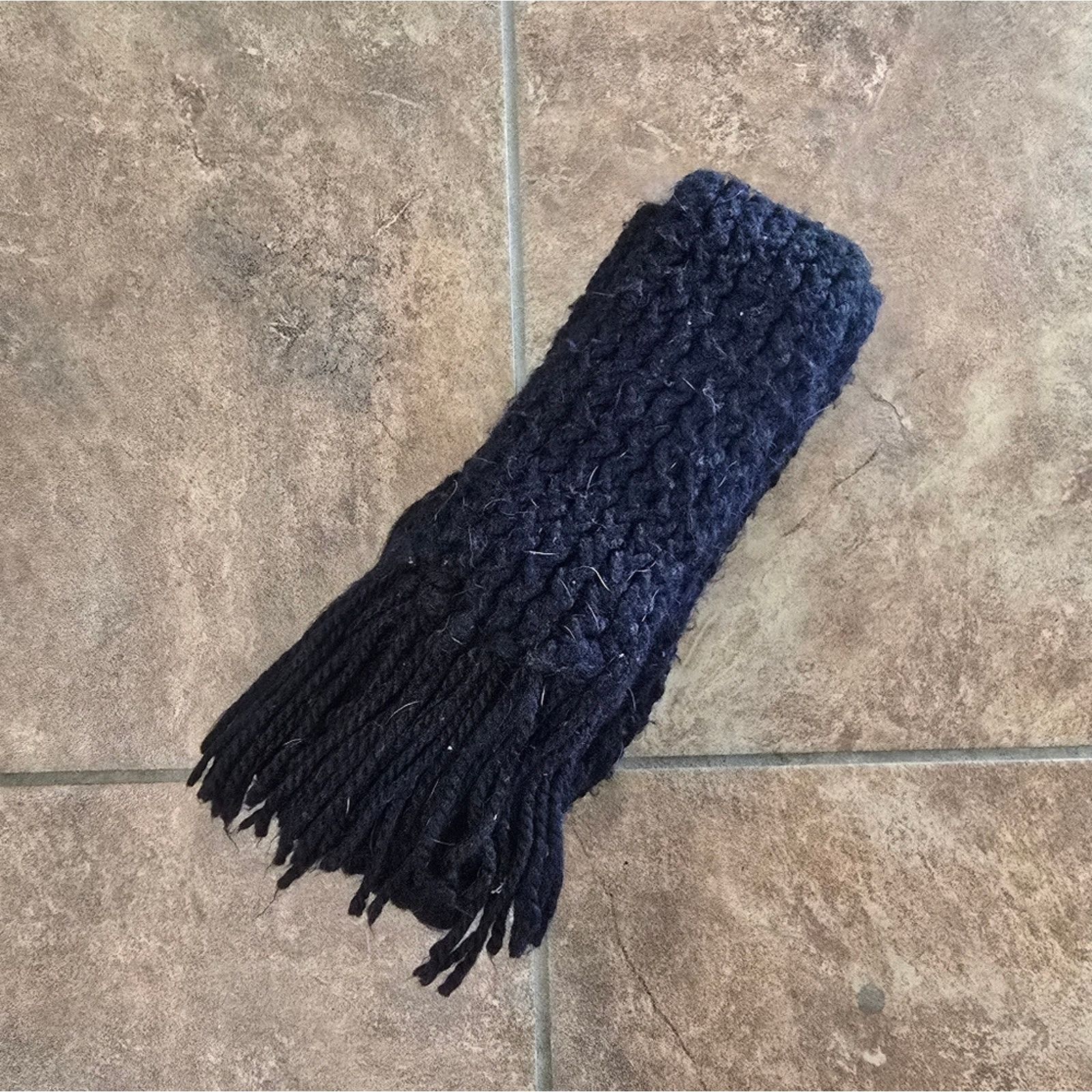 Other Black Longline Winter Knit Fringed Scarf Size ONE SIZE - 3 Thumbnail
