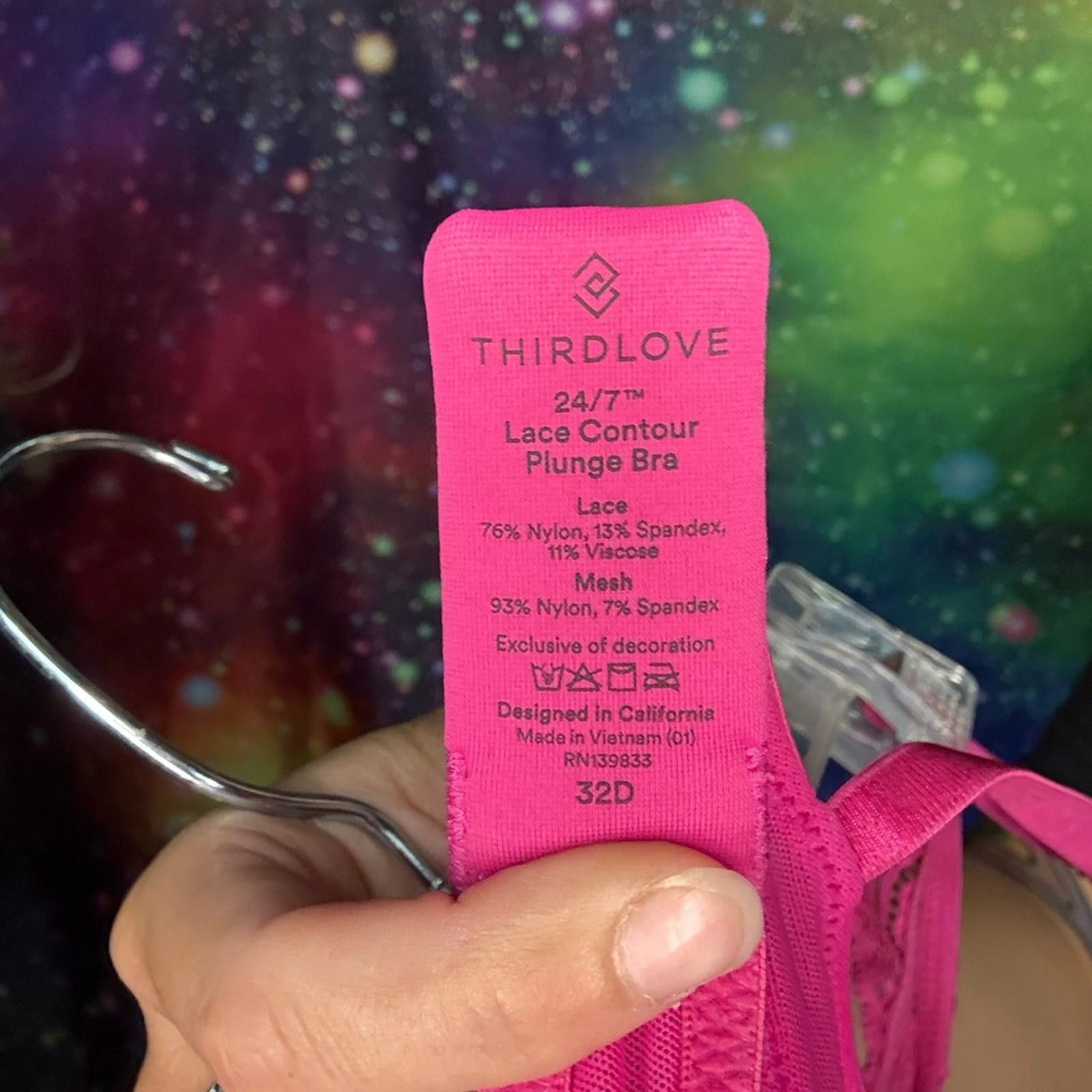 Designer ThirdLove Vibrant Pink Lace Bra Size ONE SIZE - 3 Thumbnail