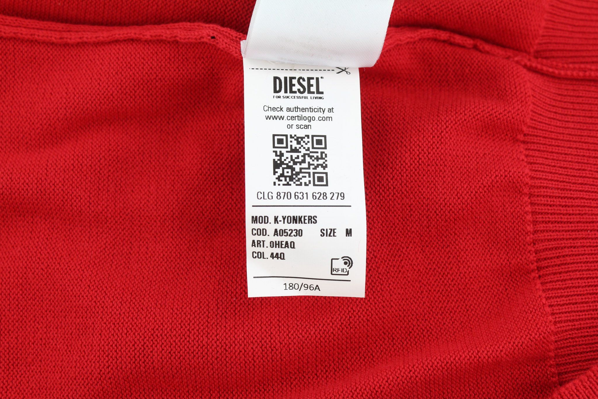 Diesel K-YONKERS M Red Crew Neck Tight-Knit Jumper 40388 Size US M / EU 48-50 / 2 - 10 Thumbnail