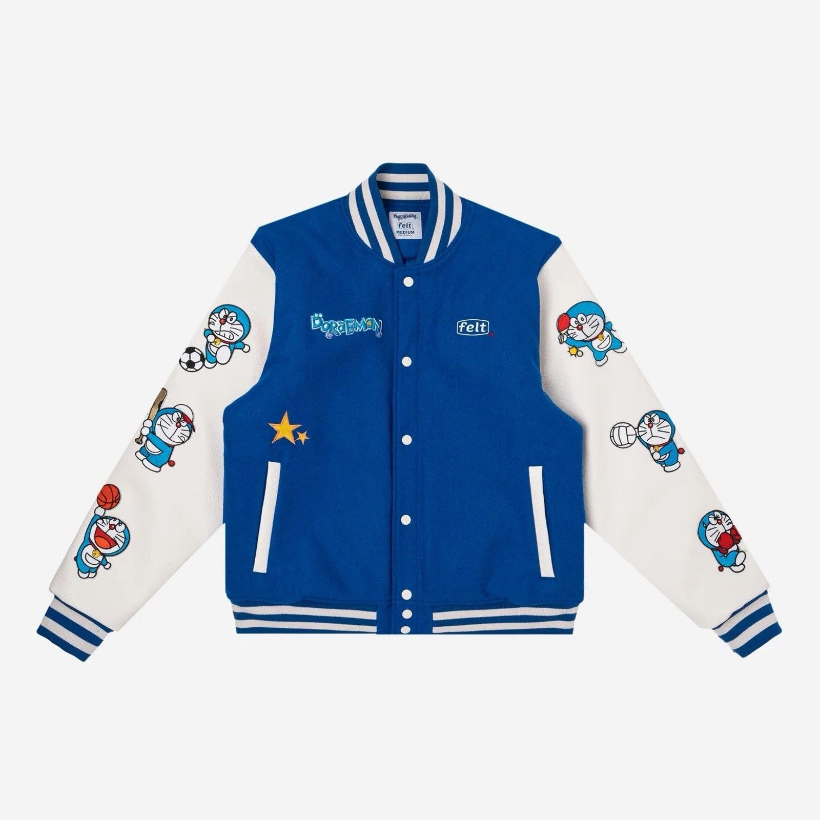 FELT FELT Doraemon Varsity Jacket Blue White Leather NWT X-Large Size US XL / EU 56 / 4 - 1 Thumbnail