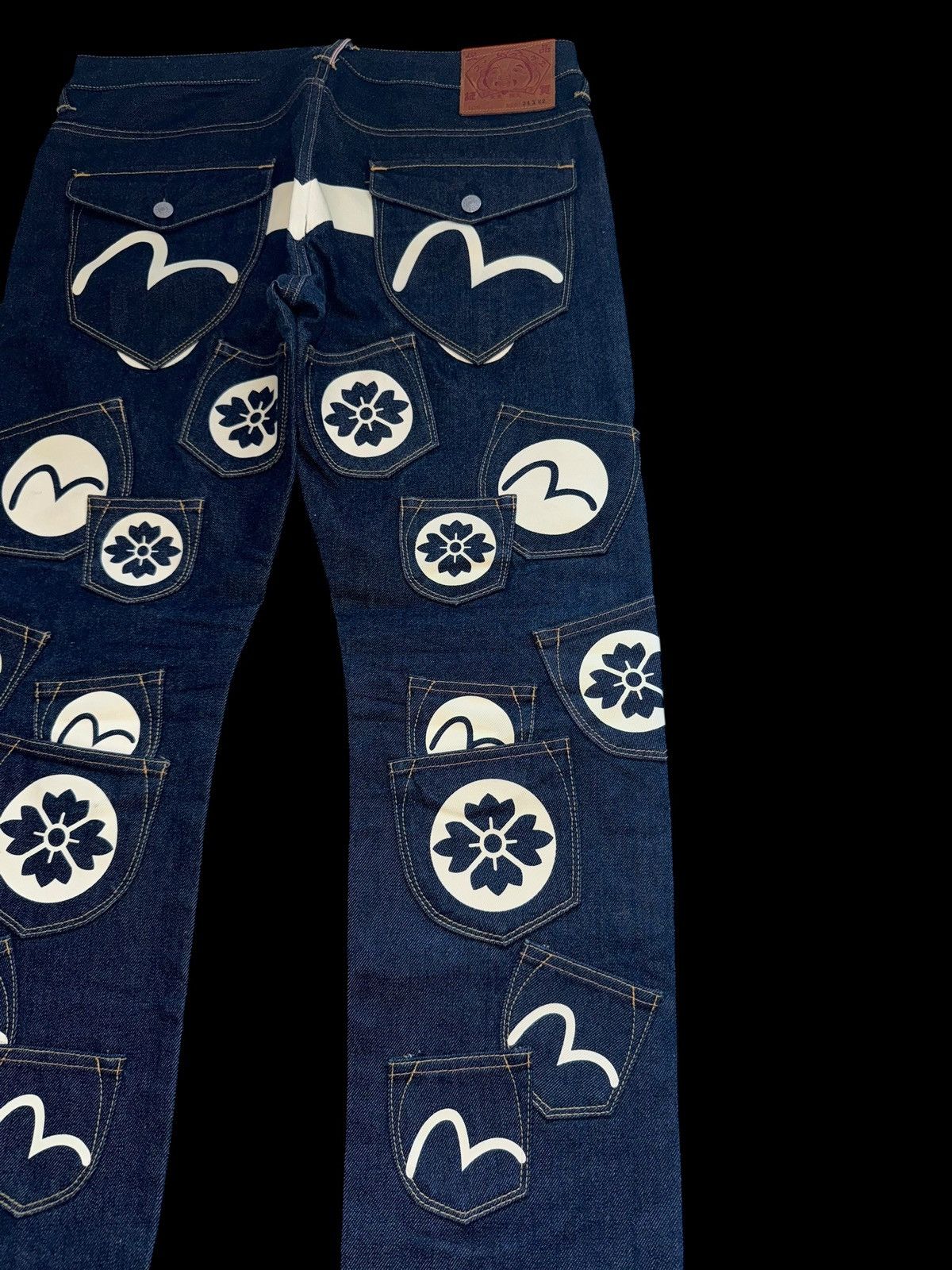 Evisu Crazy Evisu Straight Navy Selvedge Denim Jeans Multipocket Size US 34 / EU 50 - 4 Thumbnail