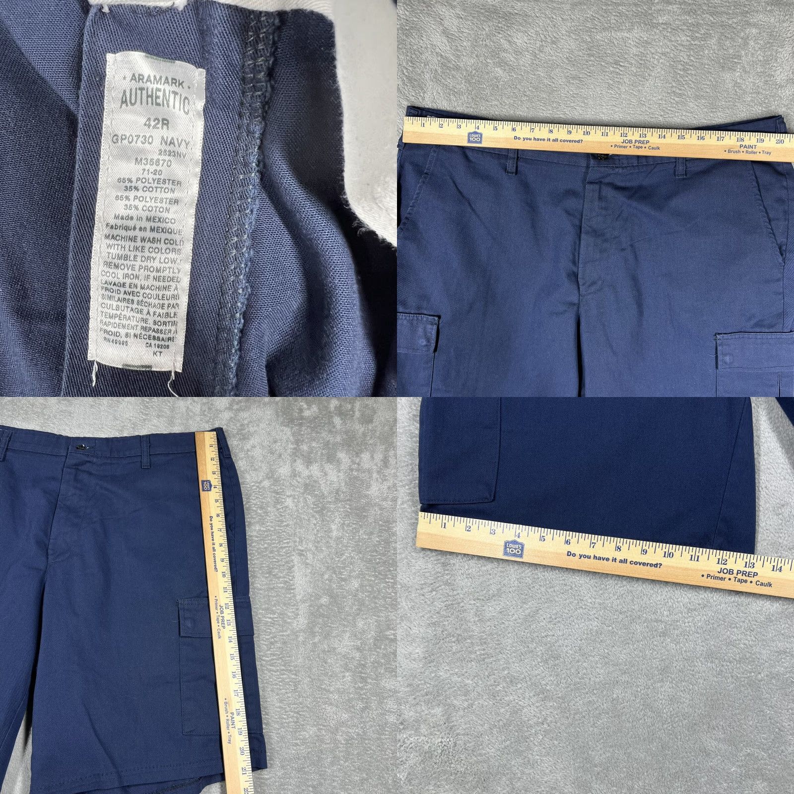 Vintage Aramark Men’s Navy Blue Baggy Cargo Flat Front Shorts Size 42R GP0730 Size US 42 / EU 58 - 9 Thumbnail