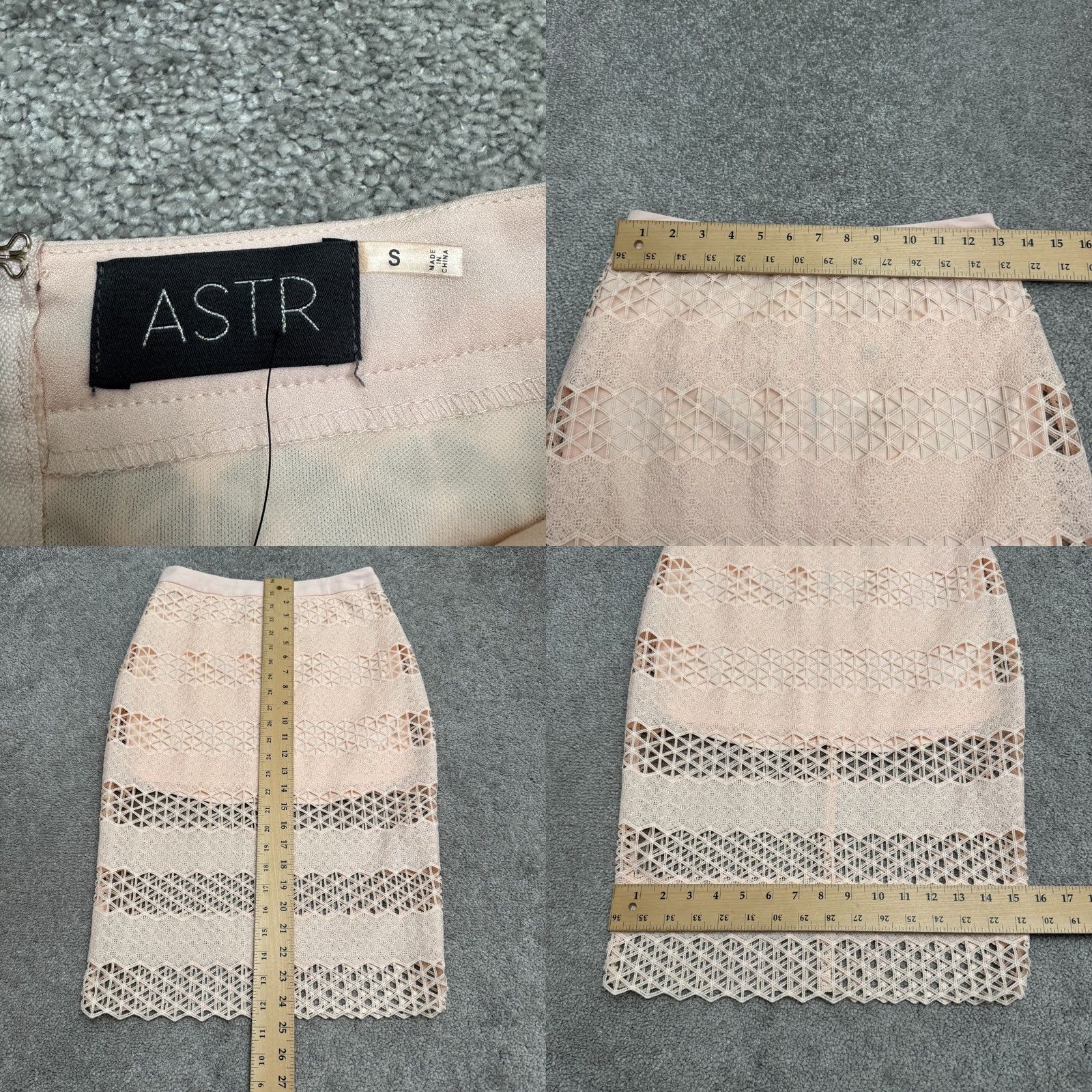 ASTR The Label ASTR Skirt Womens S Pink The Label Nordstrom Lace Geometric Midi Blush NWT Size 28" / US 6 / IT 42 - 8 Thumbnail