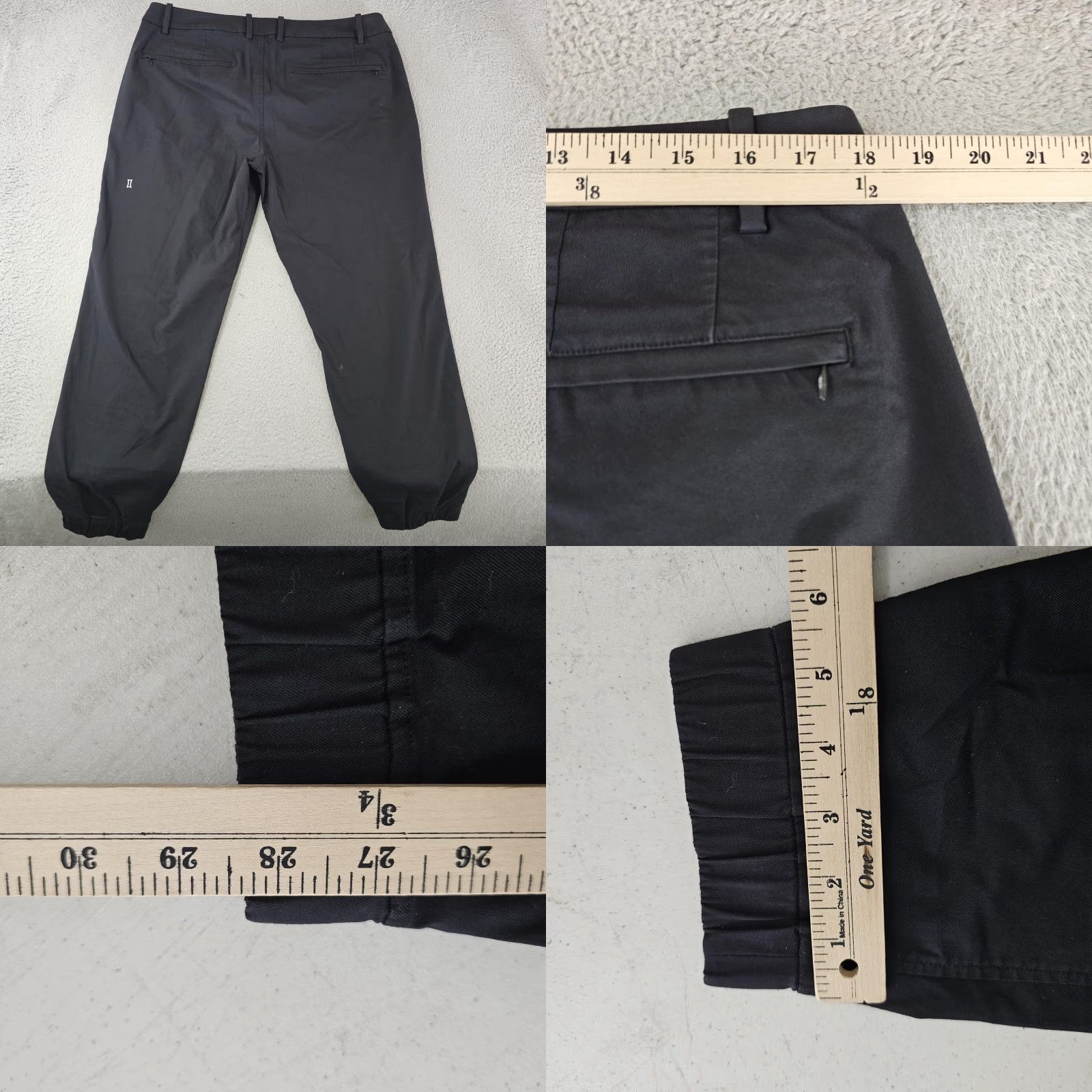Vintage Kit and Ace Jogger Pants Mens 36 Black Cuffed Hem Zip Pockets Adjustable Tapered Front Flat Front Belt Loops Casual Athletic Size US 36 / EU 52 - 8 Thumbnail