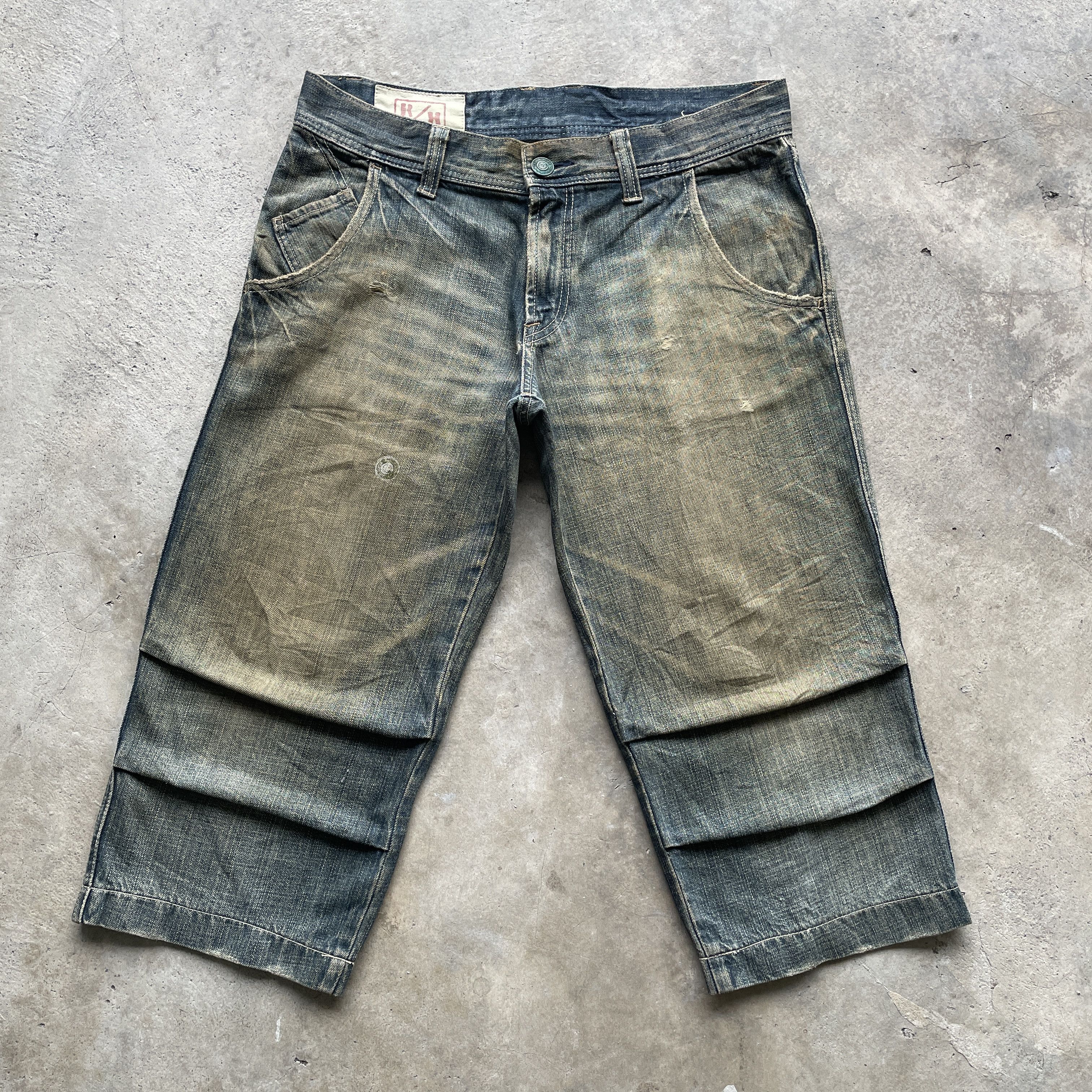 Japanese Brand × Rusty Vintage Japan Rush Hour Rusty Wash Cropped Denim Pants Jeans Size US 34 / EU 50 - 2 Thumbnail