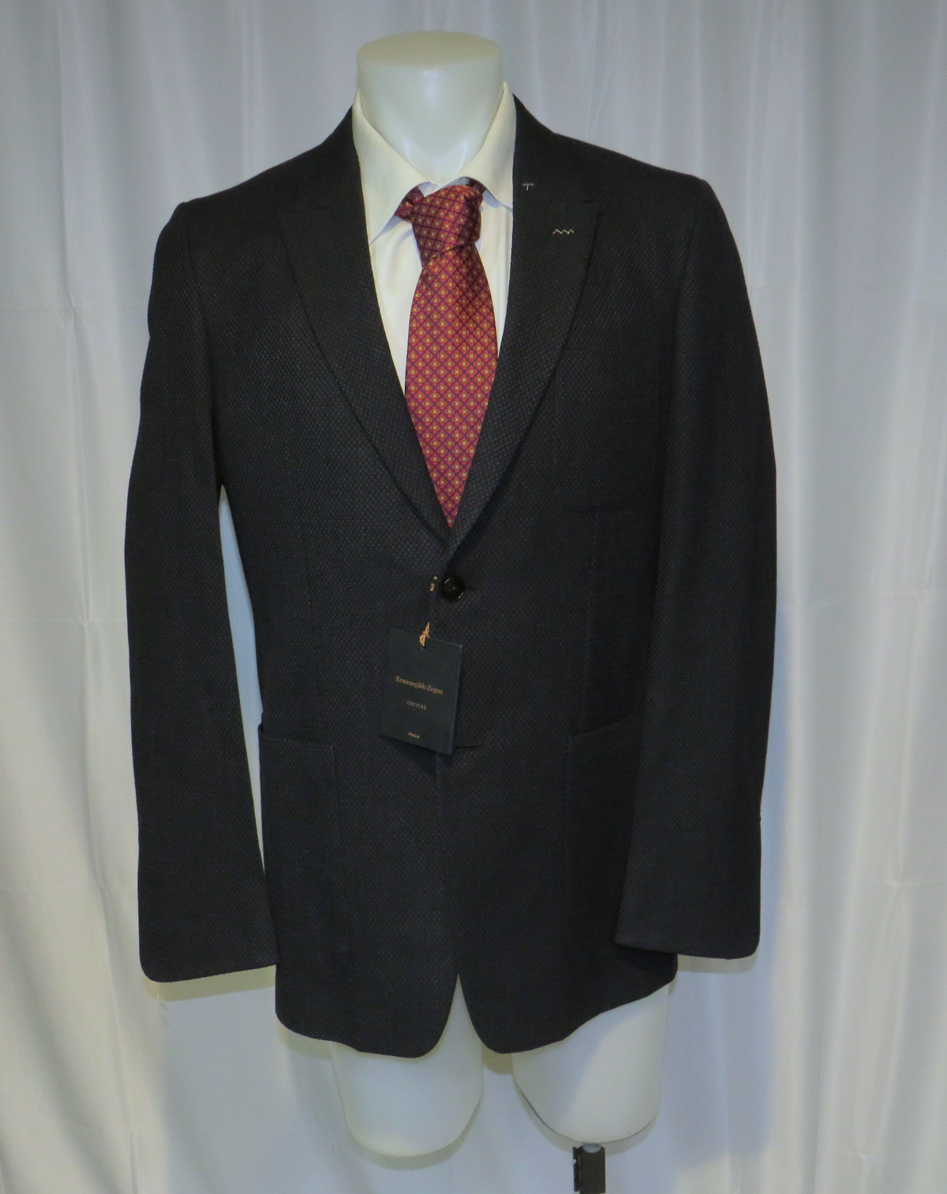 Ermenegildo Zegna Couture Dark Blue Geometric Two Button Sport Coat 42L NWT Size 42L - 7 Thumbnail