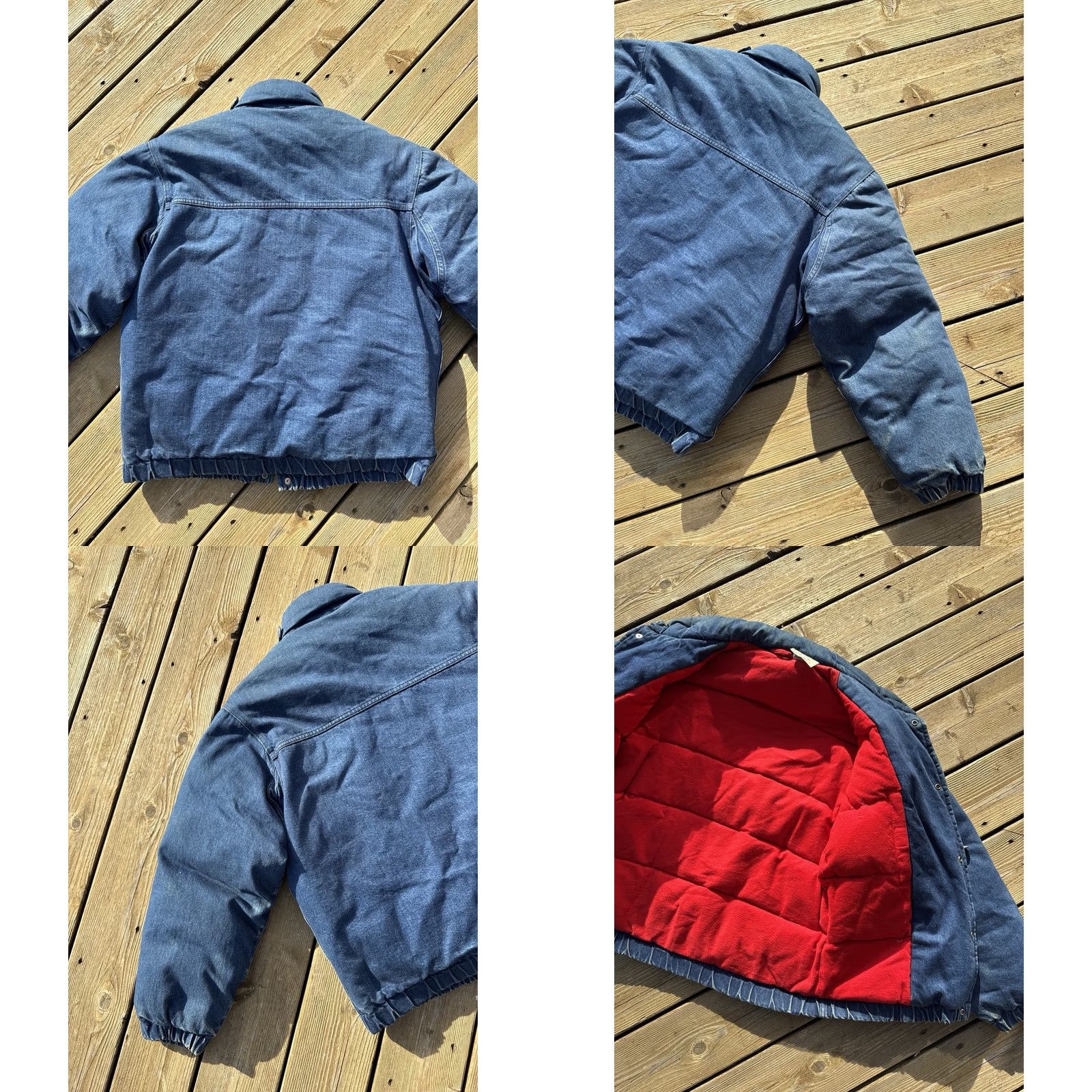 Vintage VINTAGE Denim Down Puffer Jacket Heavyweight 80s 90s Fireman Toggle Front Closure Unisex Adults M Blue Cold Weather Utility Coat Size US M / EU 48-50 / 2 - 9 Thumbnail