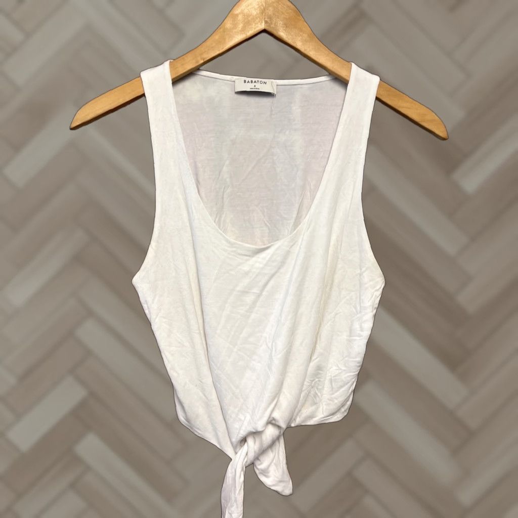 Aritzia Aritzia Babaton Jeronimo Tie Front Knot Tank Size Small White Size S / US 4 / IT 40 - 1 Thumbnail