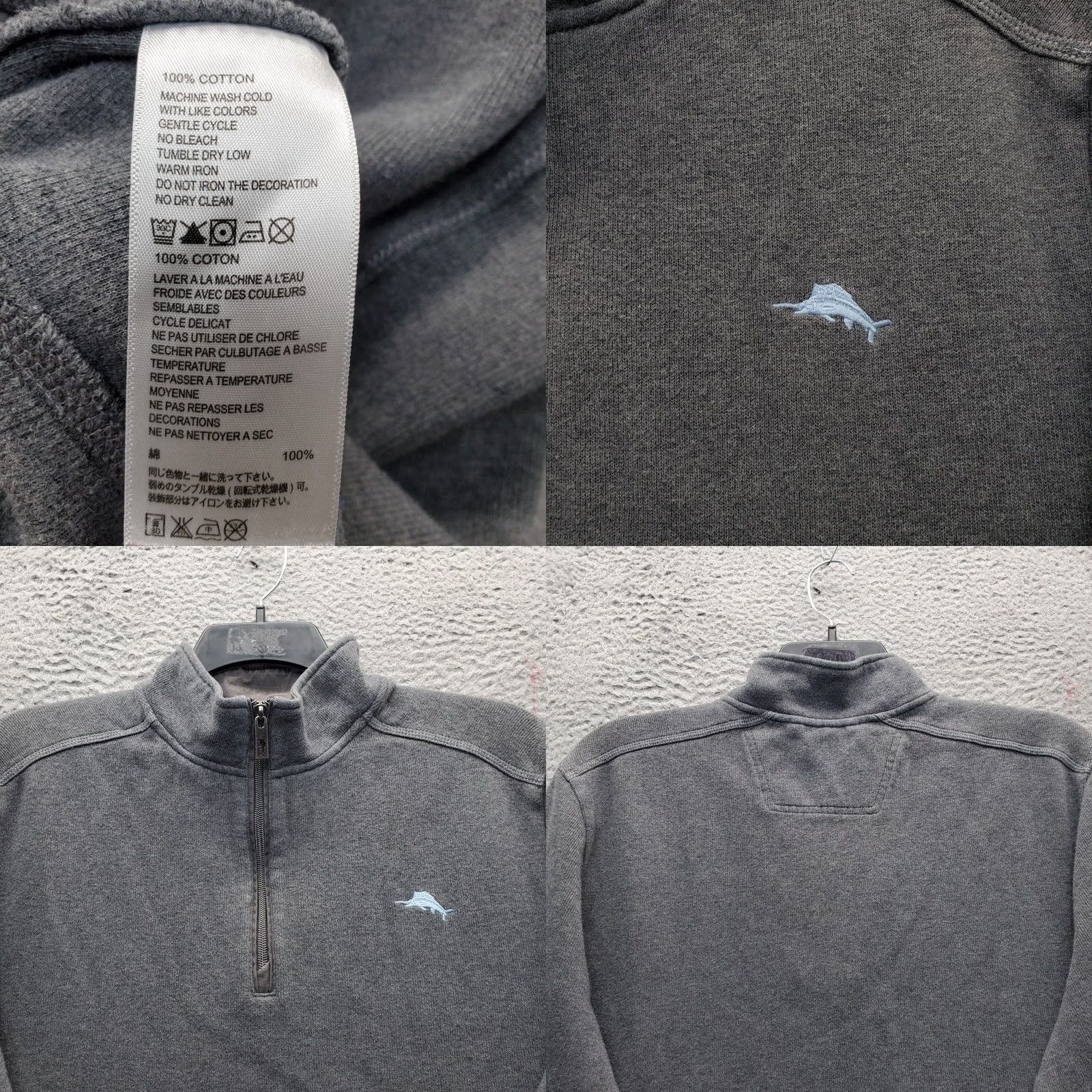 Tommy Bahama Tommy Bahama Sweatshirt Mens L Gray Knit Embroidered Logo Quarter Zip Size US L / EU 52-54 / 3 - 8 Thumbnail