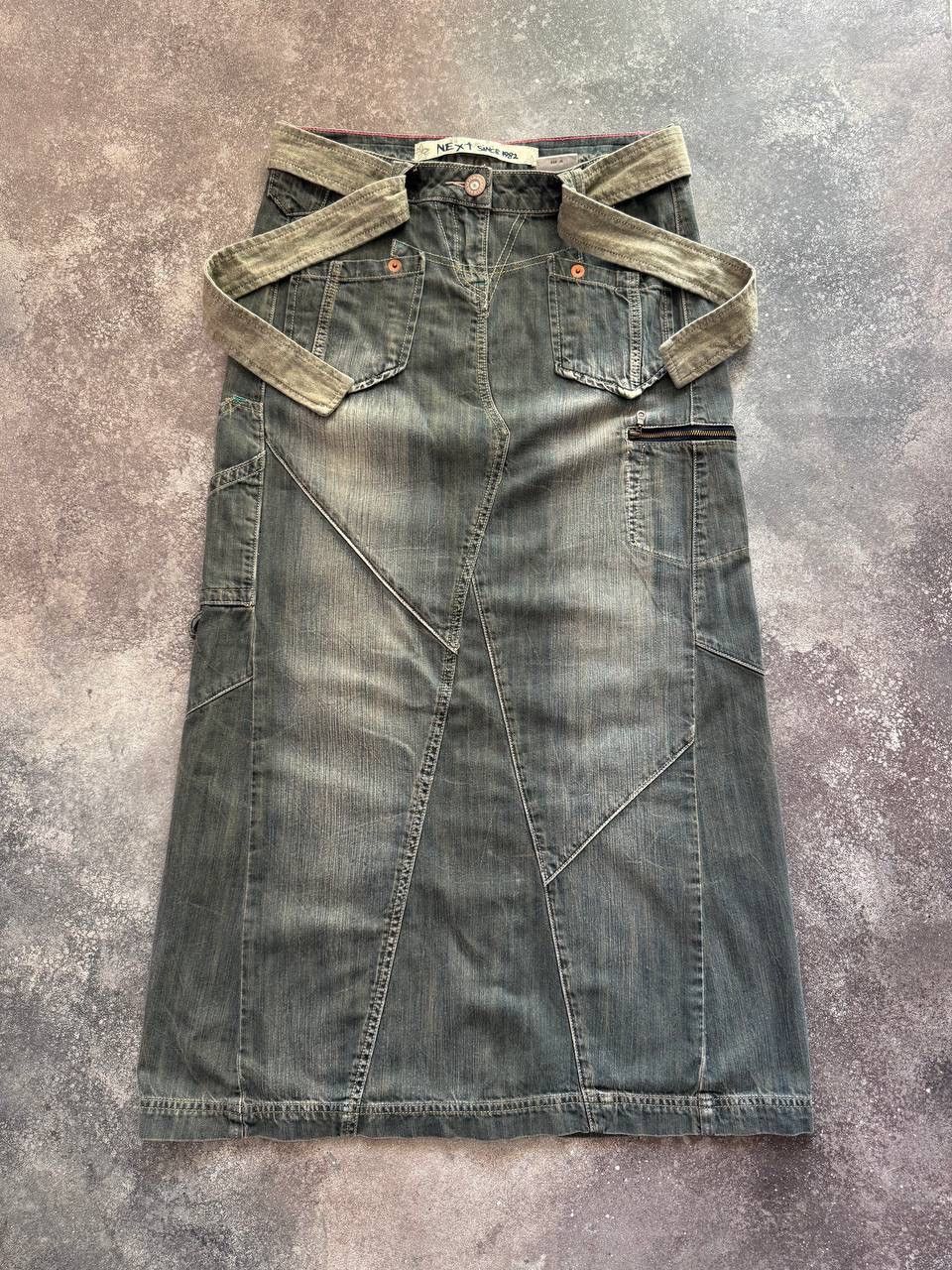 20471120 × If Six Was Nine Amazing Y2K Washed Multipocket Cargo Denim Midi Skirt Size 30" / US 8 / IT 44 - 3 Thumbnail
