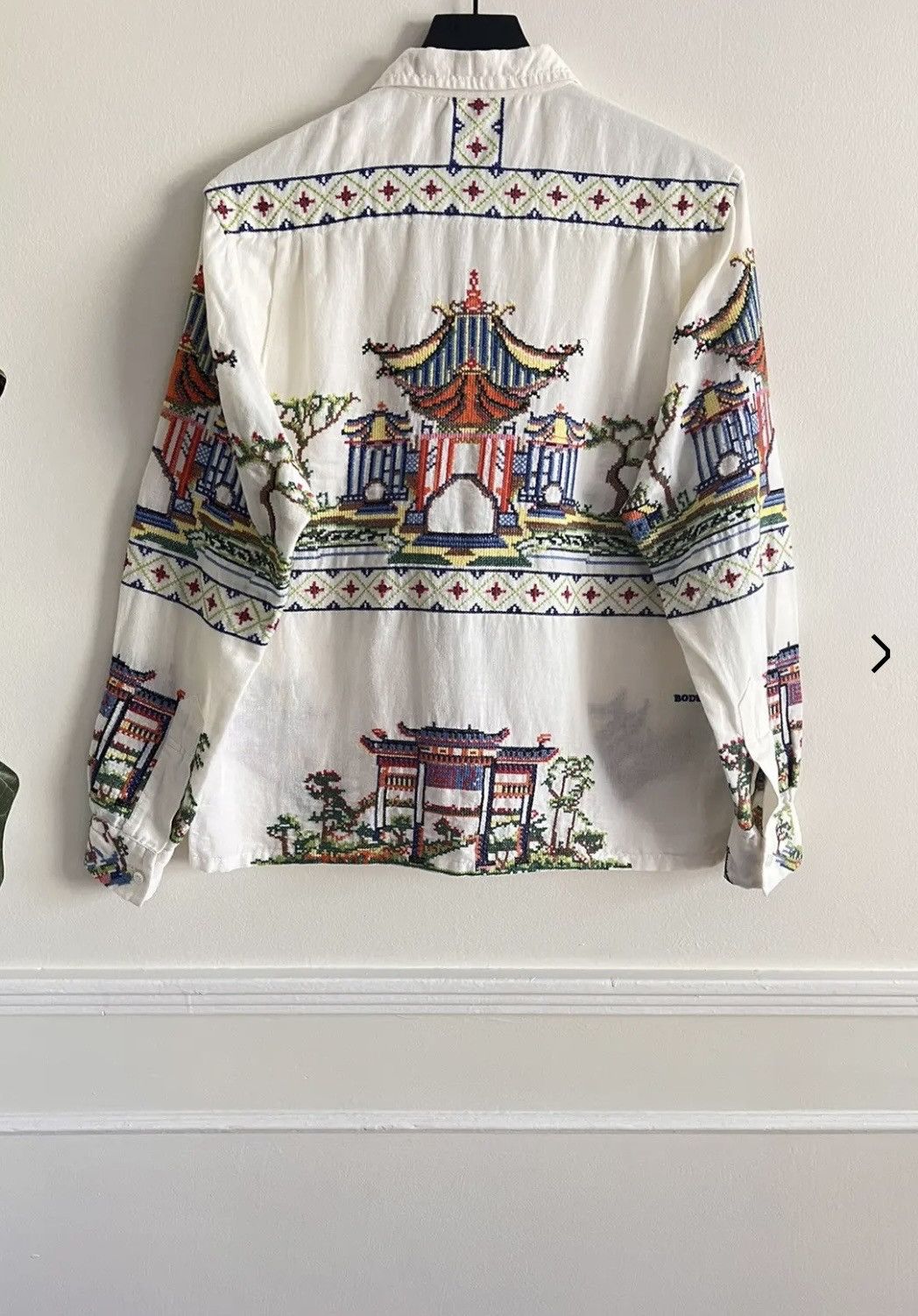 Bode BODE Pagoda Embroidered Linen Button Down Size US M / EU 48-50 / 2 - 1 Thumbnail