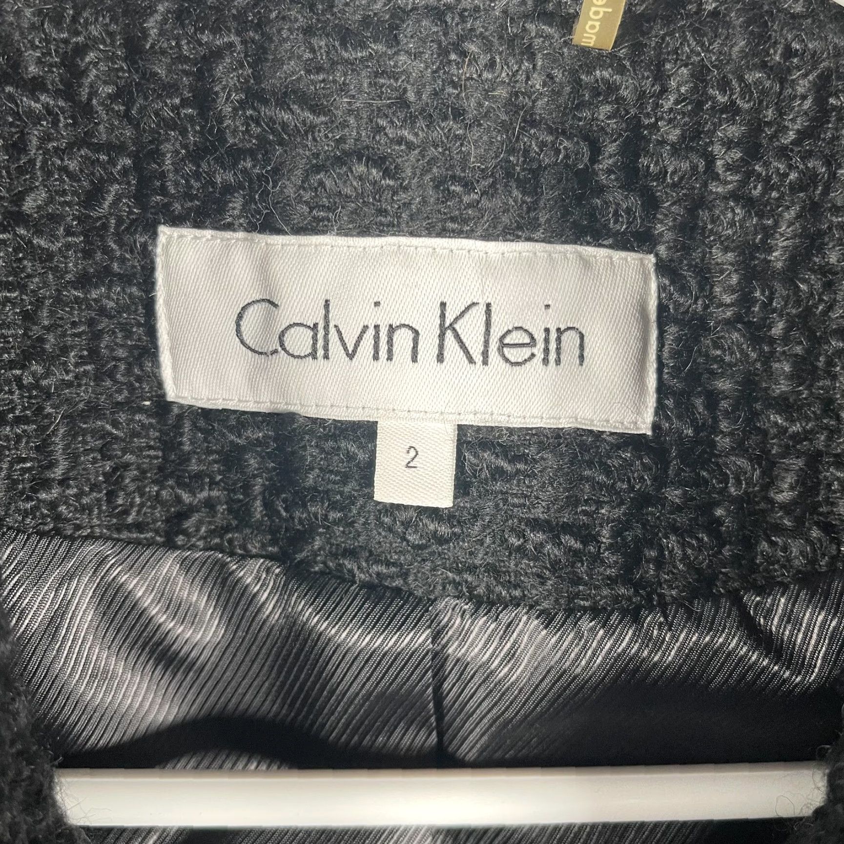 Calvin Klein Calvin Klein Coat Womens 2 Black Wool Blend Belted Peacoat Textured Jacket Size XS / US 0-2 / IT 36-38 - 4 Thumbnail