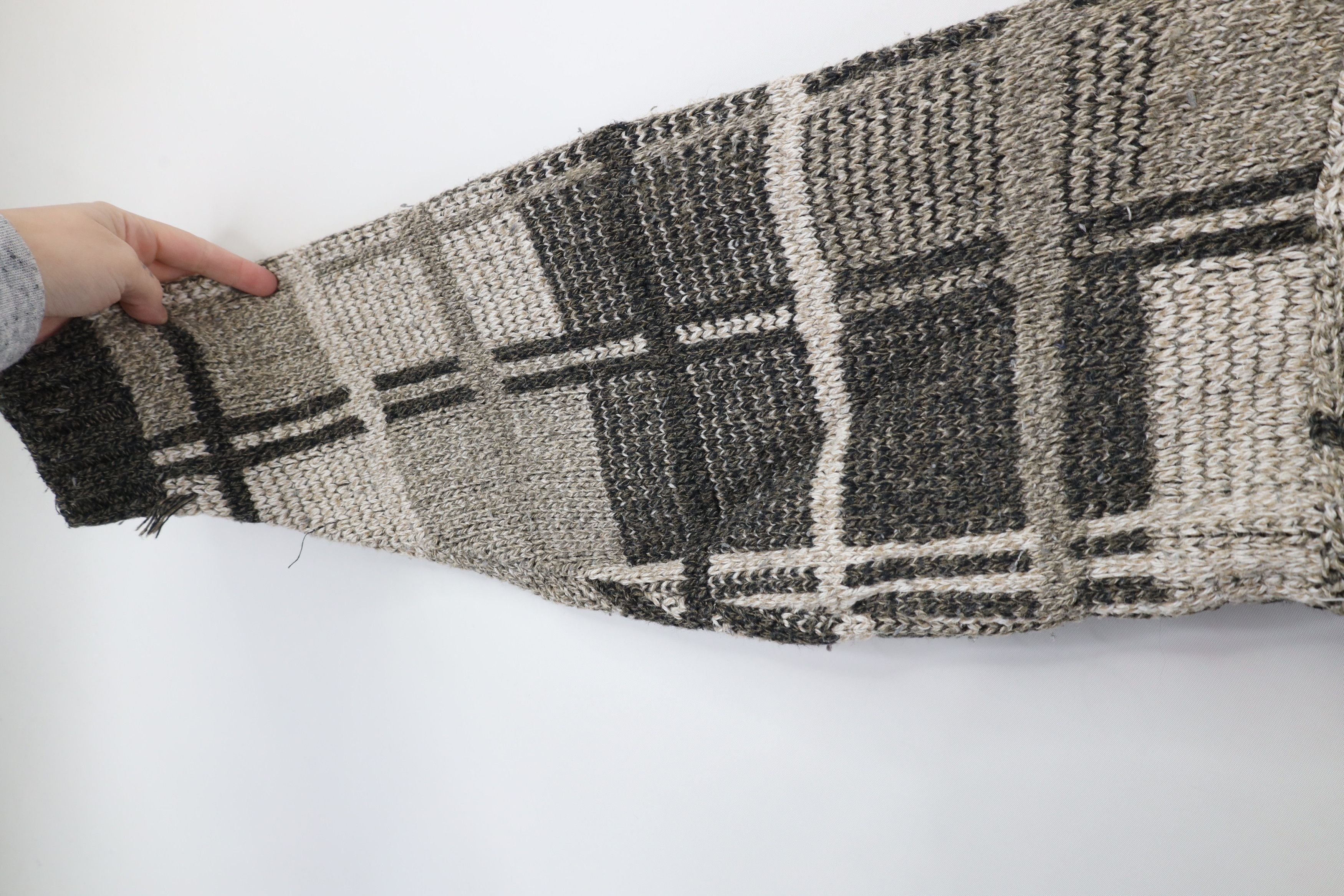 Vintage Vintage 90s Streetwear Earth Tone Chunky Knit Sweater Plaid Size US XXL / EU 58 / 5 - 7 Thumbnail