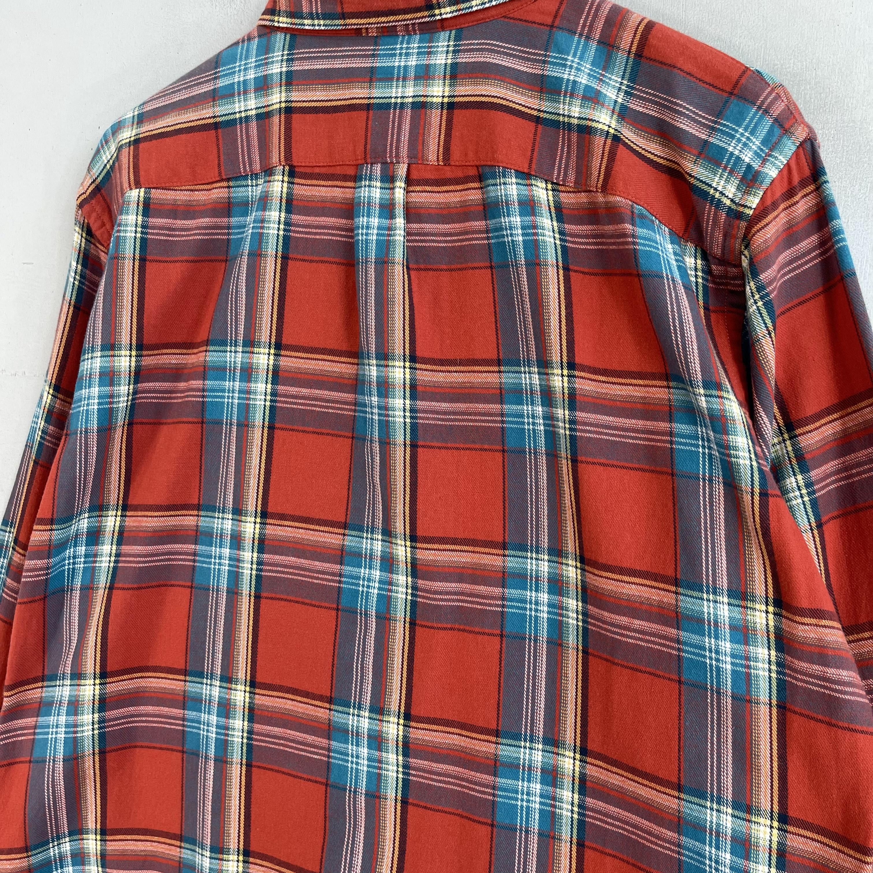 Flannel × Japanese Brand Vintage Old Navy Plaid Tartan Orange Button Up Flannel Size US L / EU 52-54 / 3 - 8 Thumbnail