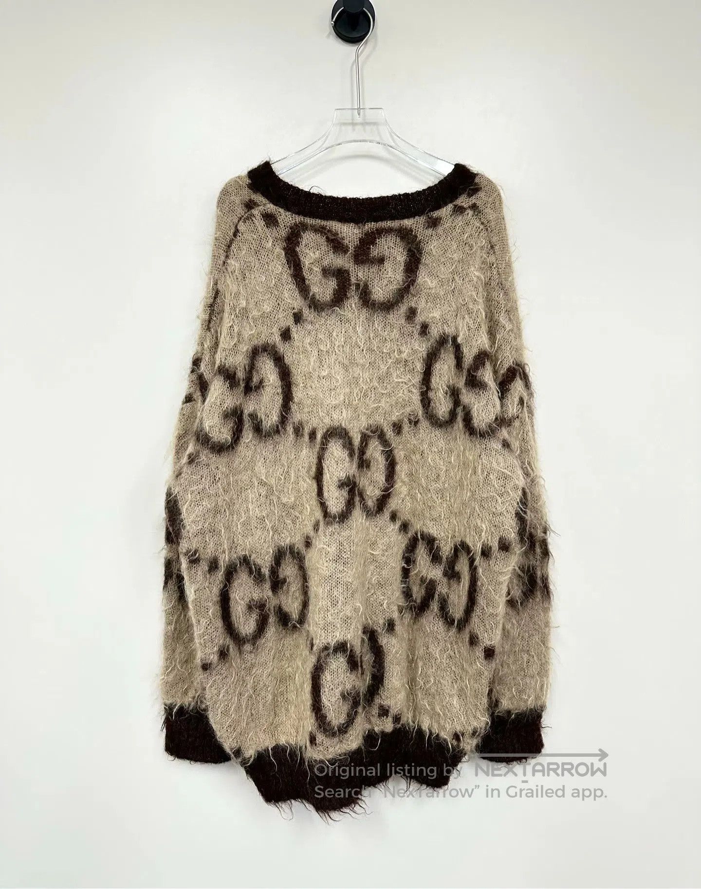 Gucci Guicci Brown Double G Monogram Embossed Logo Mohair Knit S Size S / US 4 / IT 40 - 2 Thumbnail