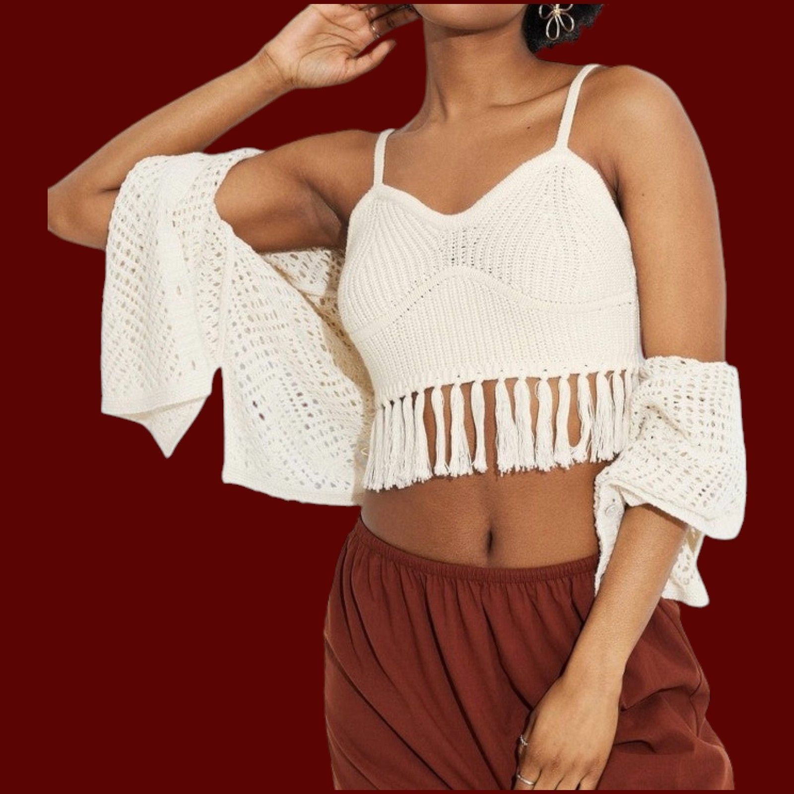 Other Wild Fable - Women's Knitted Tank Top Camisole - Off-White - Size XL / US 12-14 / IT 48-50 - 1 Thumbnail