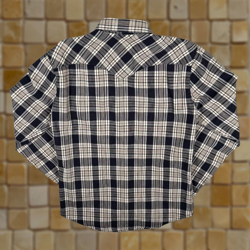 Levi's Levi's Western Style Plaid Check Cotton Popper Long Sleeve Shirt M Black / Grey / White Check Mens Regular Button-Up Size US M / EU 48-50 / 2 - 1 Thumbnail