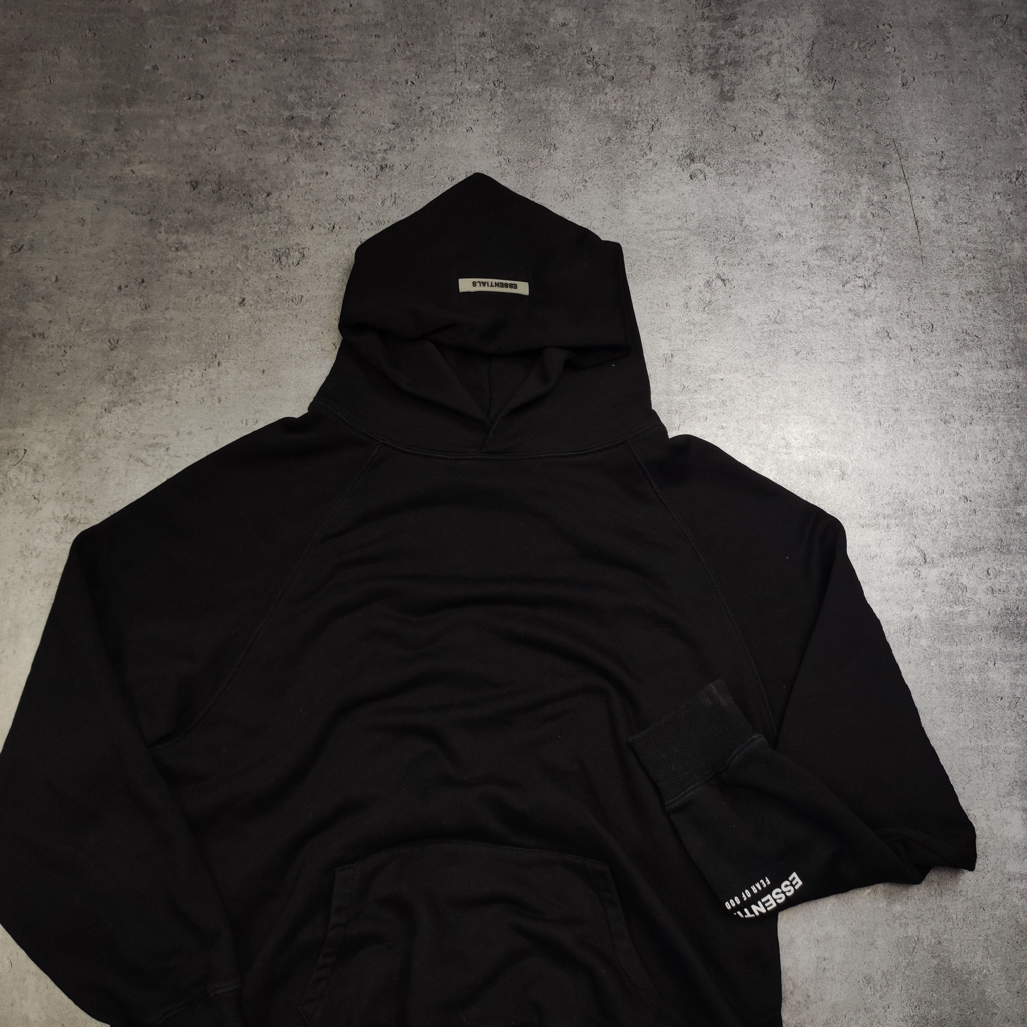 Essentials × Fear of God FOG Fear Of God Essentials Classic Sleeve Logo Black Hoodie Size US L / EU 52-54 / 3 - 2 Thumbnail