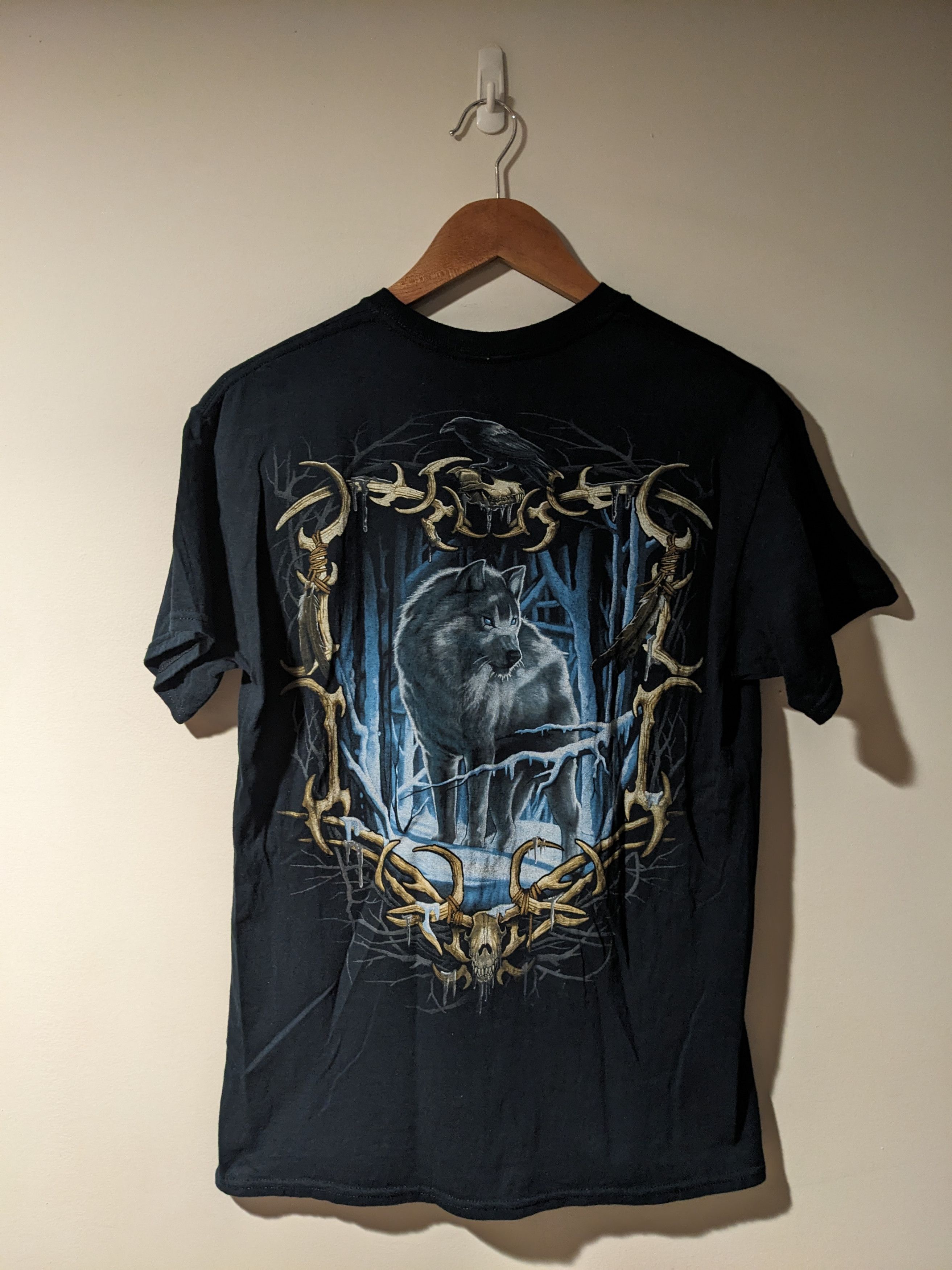 Liquid Blue Wolf Animal Nature Howling Liquid Blue Black Medium T-Shirt Size US M / EU 48-50 / 2 - 4 Thumbnail