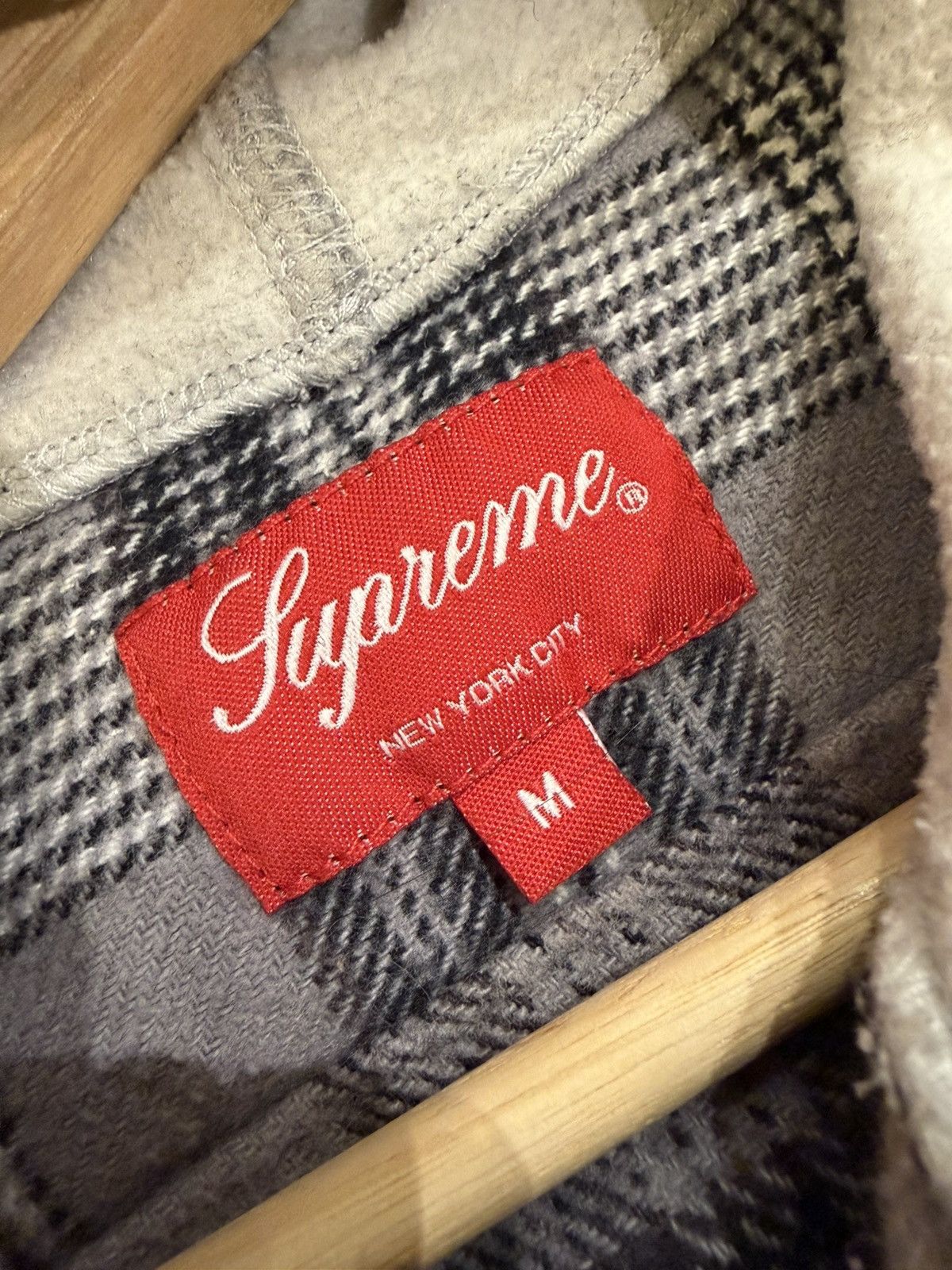 Supreme Supreme Flannel Hoodie - Grey Size US M / EU 48-50 / 2 - 3 Thumbnail