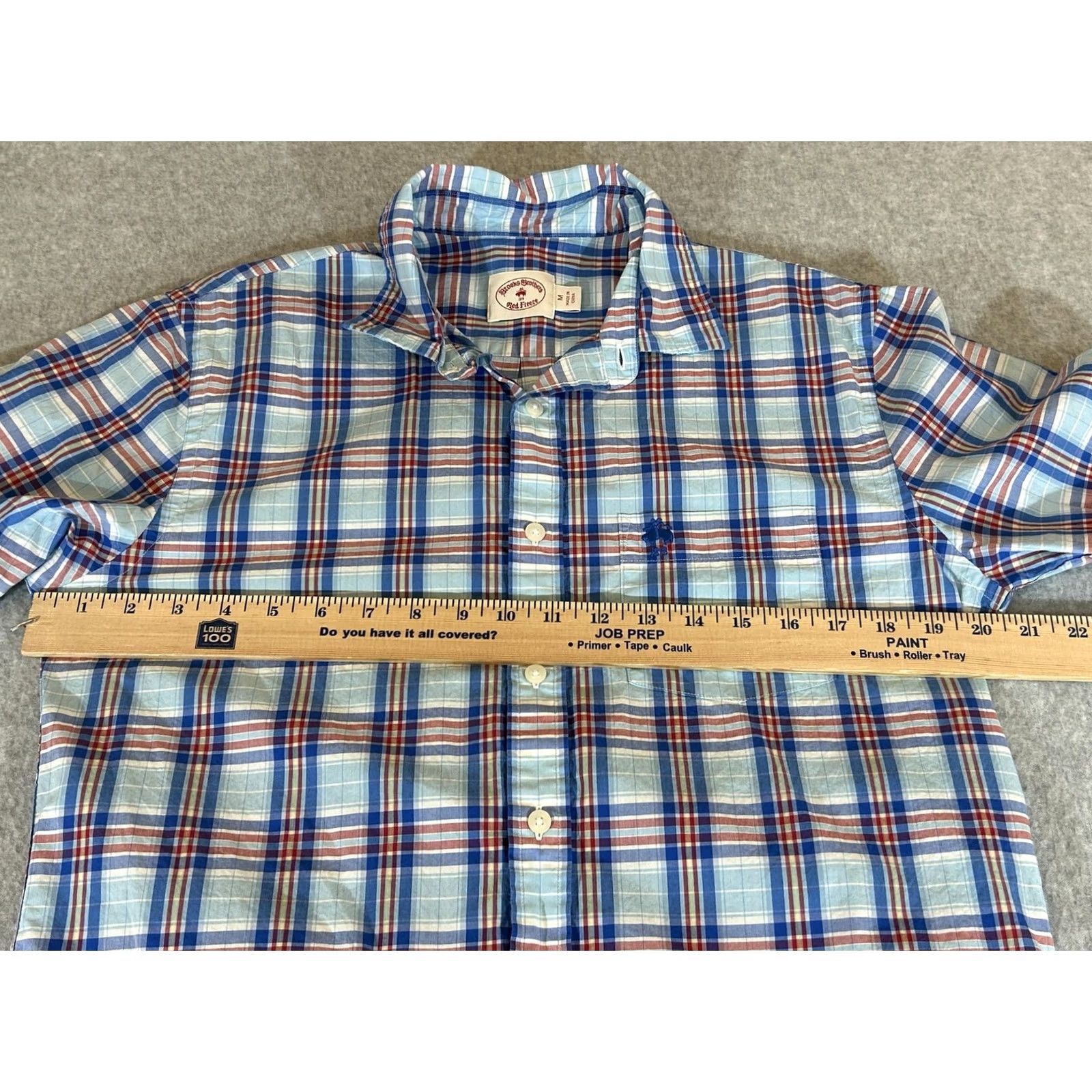 Brooks Brothers Brooks Brothers Shirt Mens M Blue Plaid Short Sleeve Button Up Camp Casual Fleece Red Sheep Logo Pocket Embroidered Button-Down Collar Vintage No Size US M / EU 48-50 / 2 - 3 Thumbnail