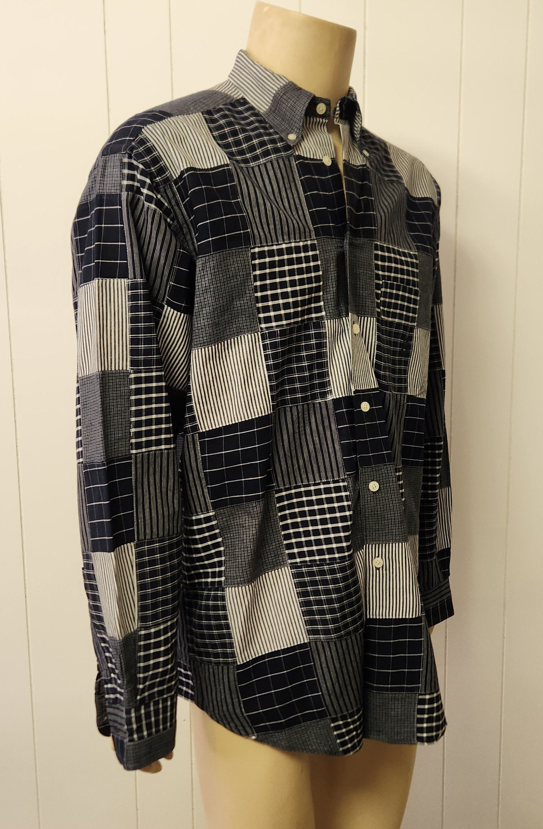 Nautica men's patchwork shirt L navy white Nautica button down Size US L / EU 52-54 / 3 - 3 Thumbnail