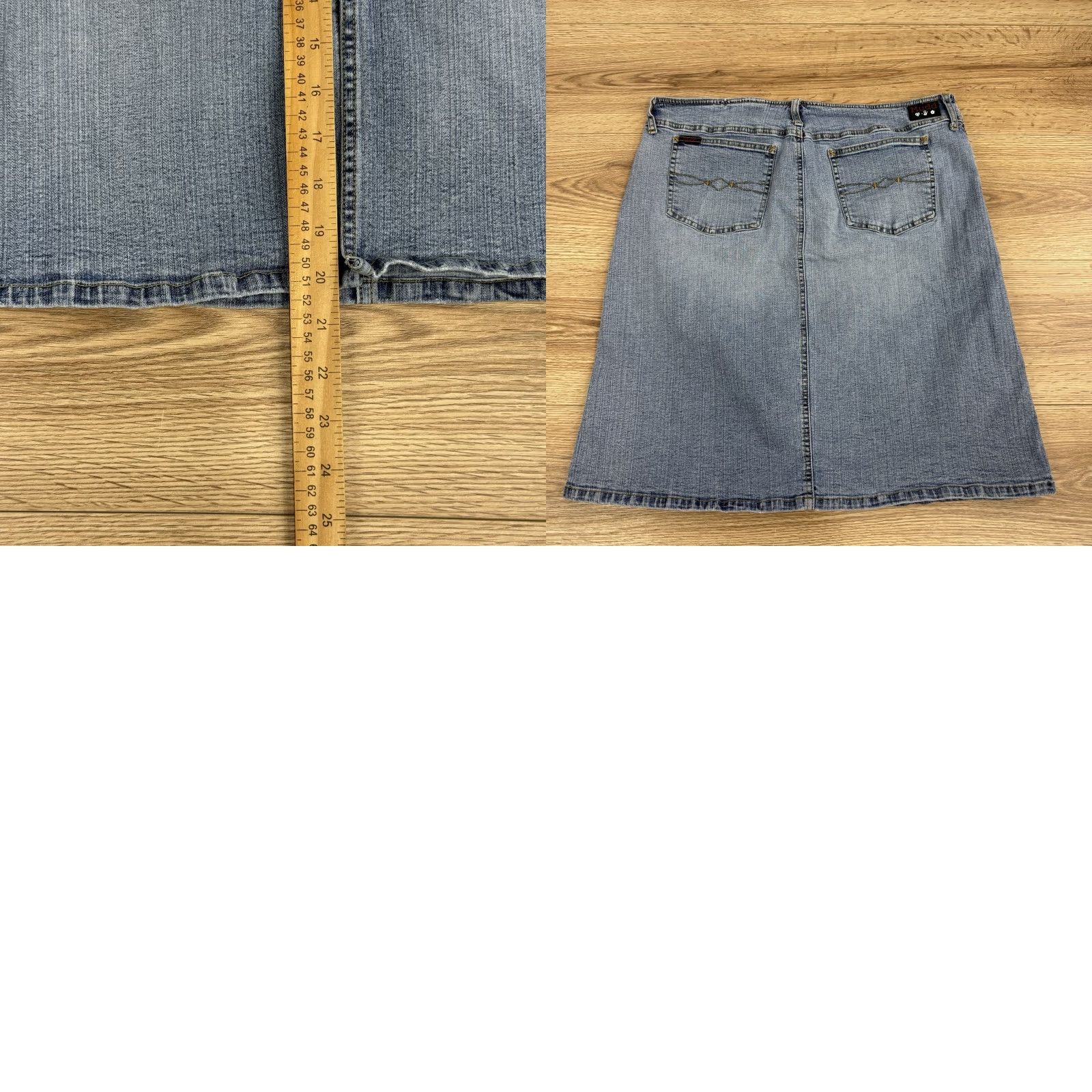Denime Mudd Womens Denim Skirt Midi A-Line Stretch Size 15 Blue Wash Pockets Juniors Size 36" / US 14 / IT 50 - 8 Thumbnail