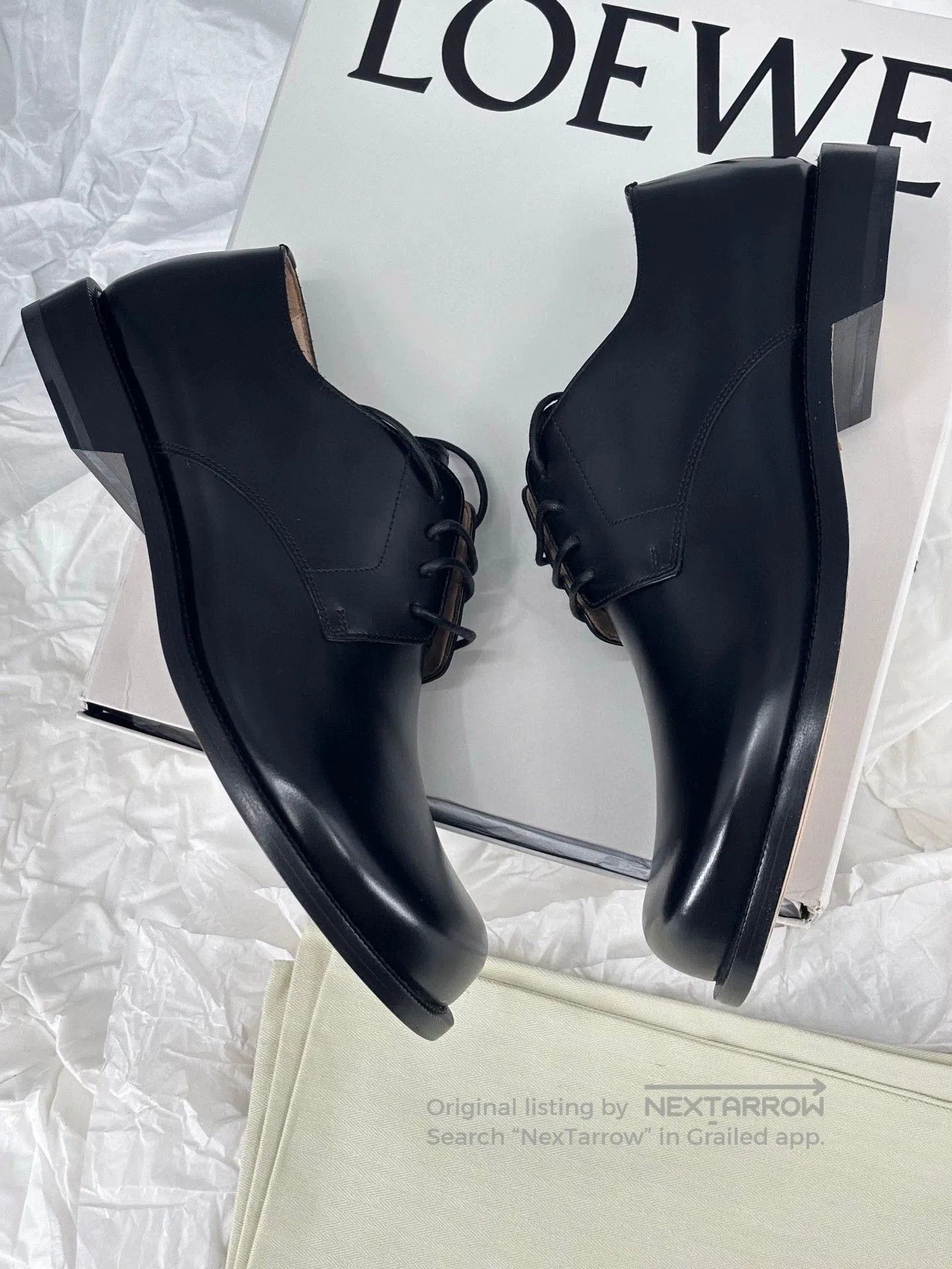 Loewe Loewe Black Leather Campo Shoes for Men. Size US 8.5 / EU 41-42 - 4 Thumbnail