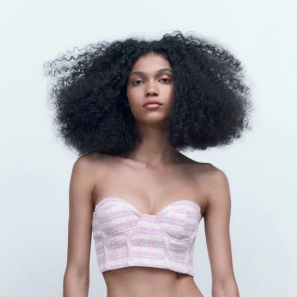 Zara NWT New Zara Tweed Crop Tube Top Size S Size S / US 4 / IT 40 - 1 Thumbnail