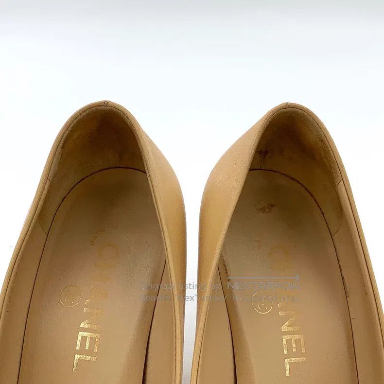 Chanel Chanel Light brown pointed leather pearl thin heel high he Size US 7.5 / IT 37.5 - 9 Thumbnail
