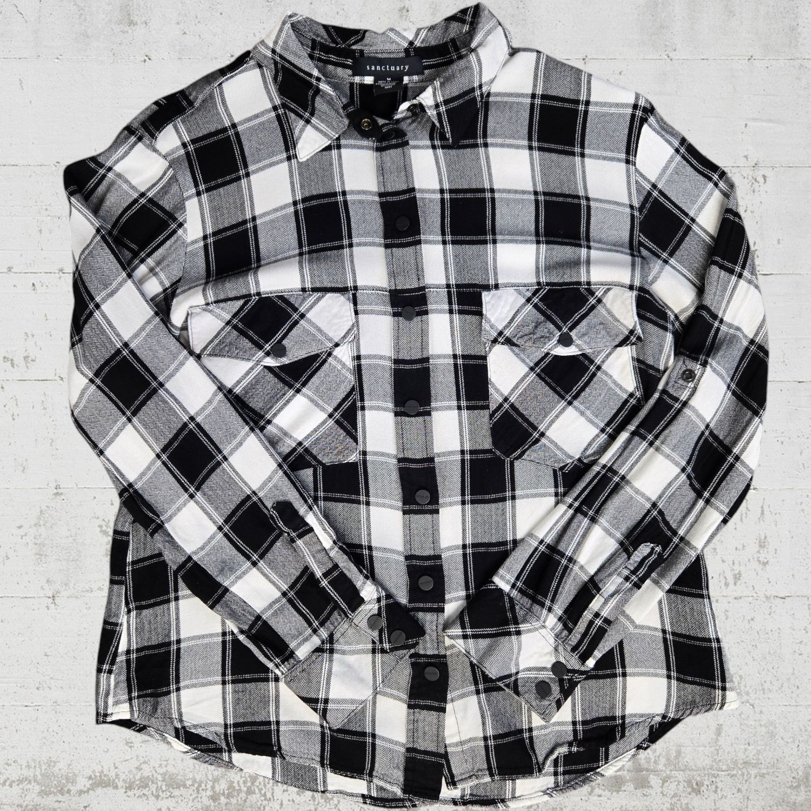 Sanctuary Sanctuary Black Plaid Boyfriend Flannel Size Medium Size M / US 6-8 / IT 42-44 - 3 Thumbnail