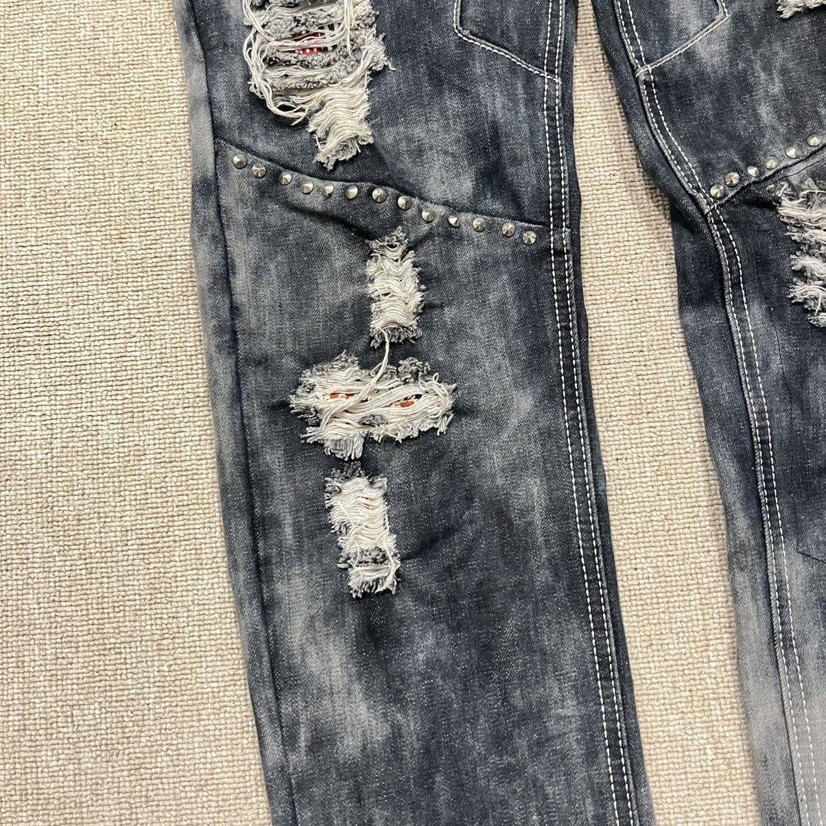 Hysteric Glamour BI Jeans - Skull Destroyed Studed Mud Wash Skinny Jeans Size US 32 / EU 48 - 8 Thumbnail