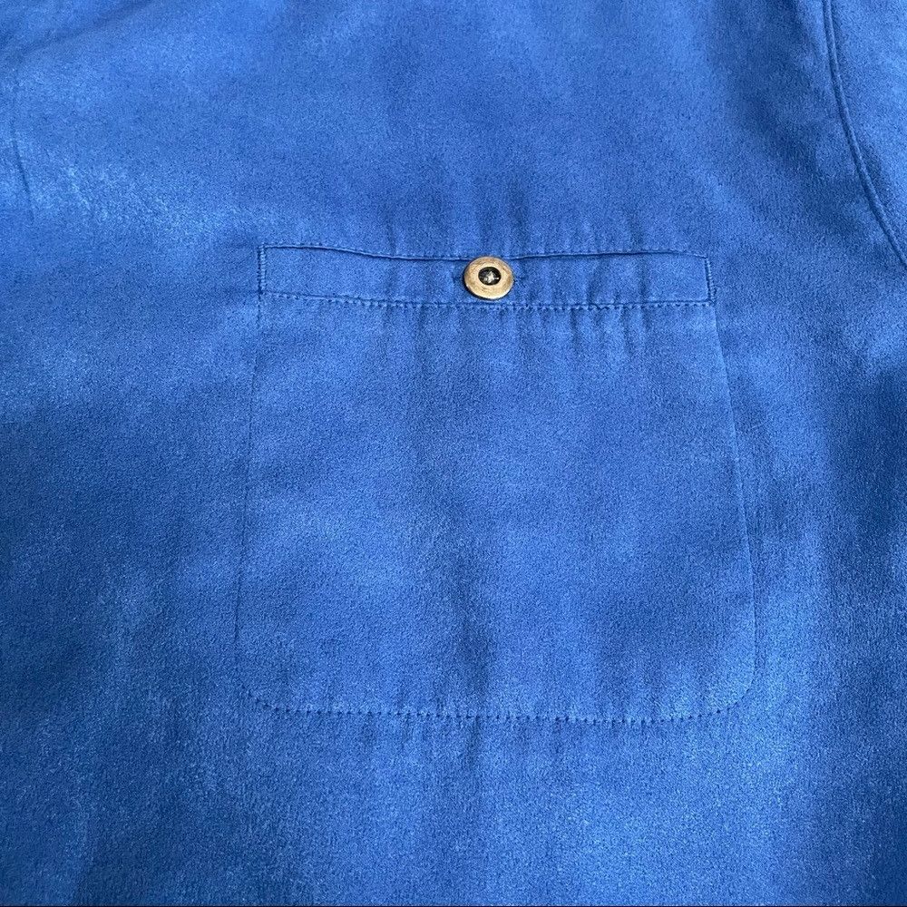 Chicos Chico’s Design Royal Blue Suede Feel Button Down Shirt Size Size XL / US 12-14 / IT 48-50 - 8 Thumbnail