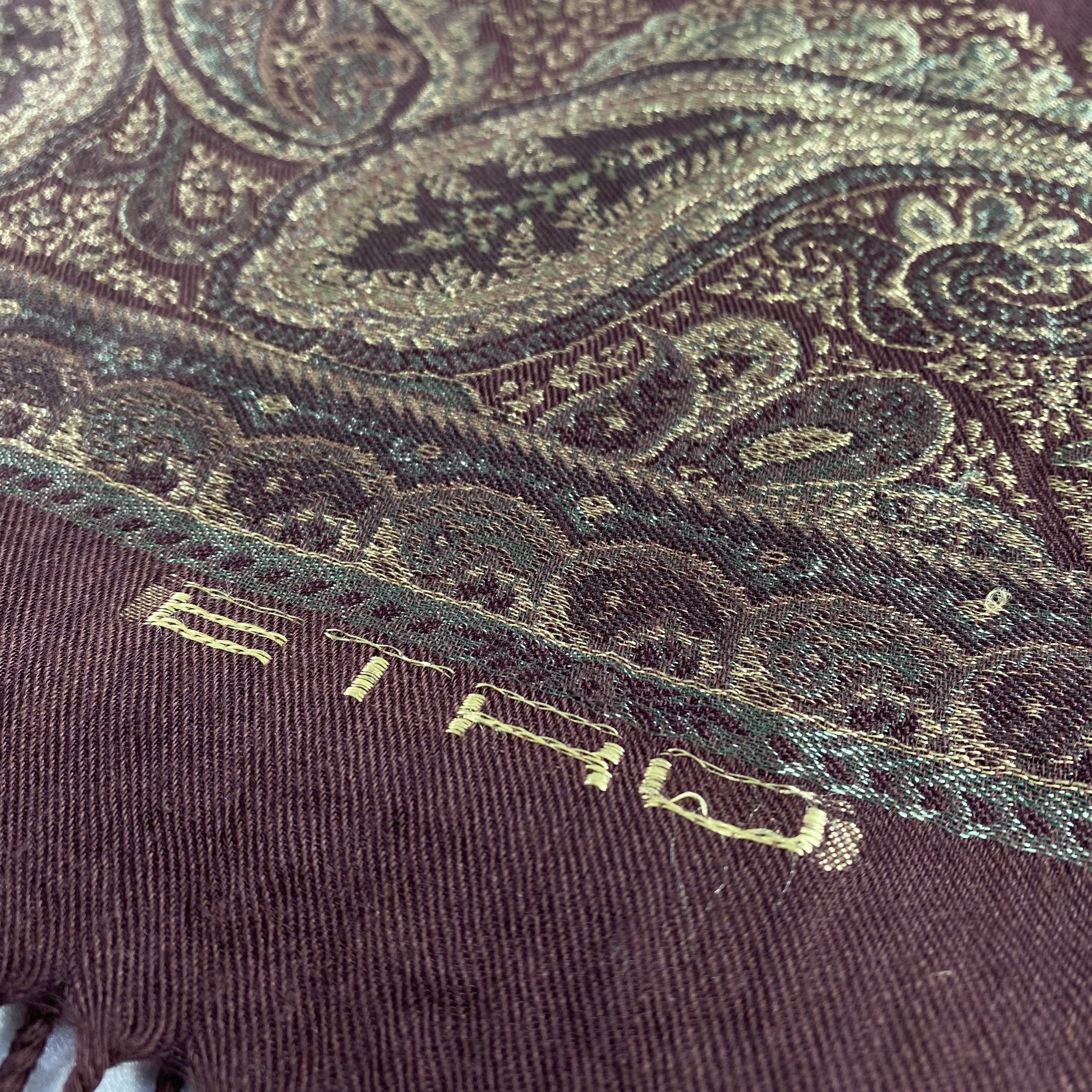 Etro Etro Burgundy Paisley Shawl - Wool Cashmere Silk Blend Size ONE SIZE - 11 Thumbnail