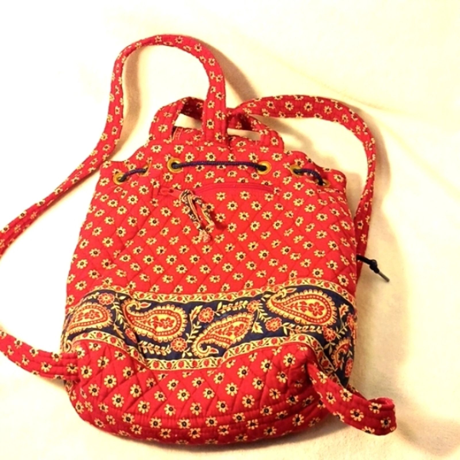Vera Bradley Backpack VERA BRADLEY Red Blue Boho Travel Paisley QUILTED Size ONE SIZE - 9 Thumbnail