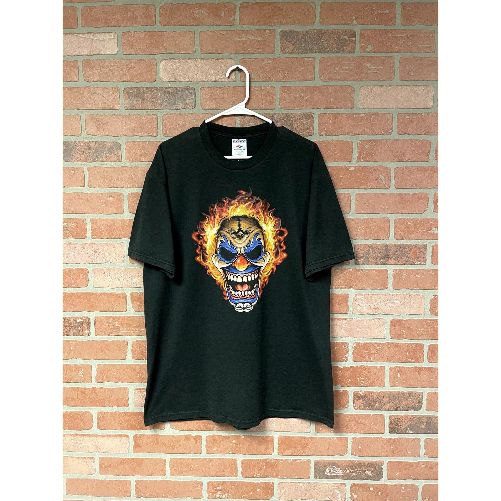 Vintage 2000s Flaming Clown Tee Size US XL / EU 56 / 4 - 1 Thumbnail