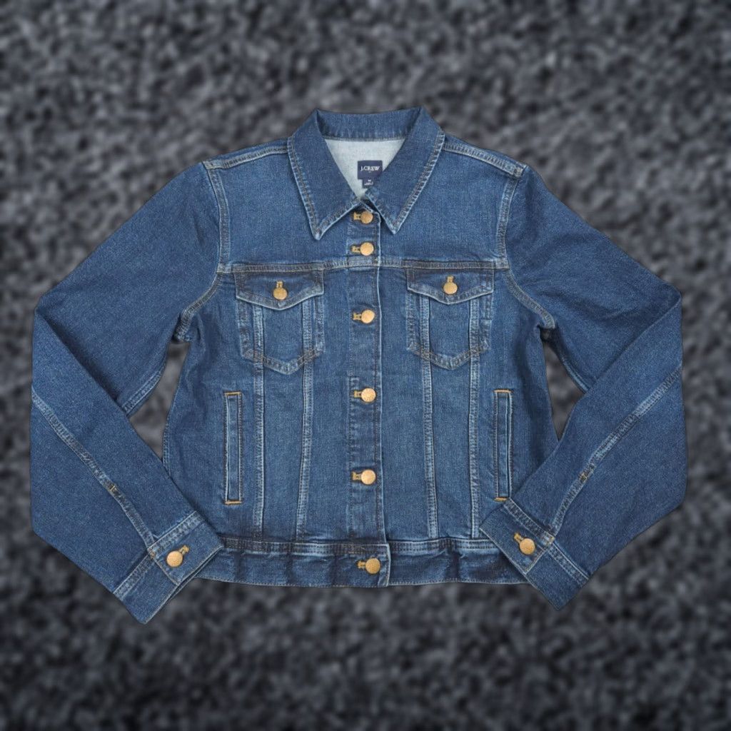 J.CREW Denim Jean Jacket Women Medium Blue Cropped Button Stretch NWT Local? Not local.