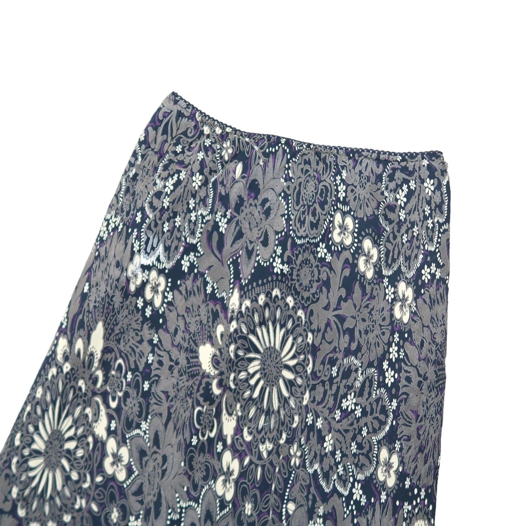 Style & Co VINTAGE Style & Co Skirt Midi 6P black and brown floral lace print 90s Women Size 28" / US 6 / IT 42 - 2 Thumbnail